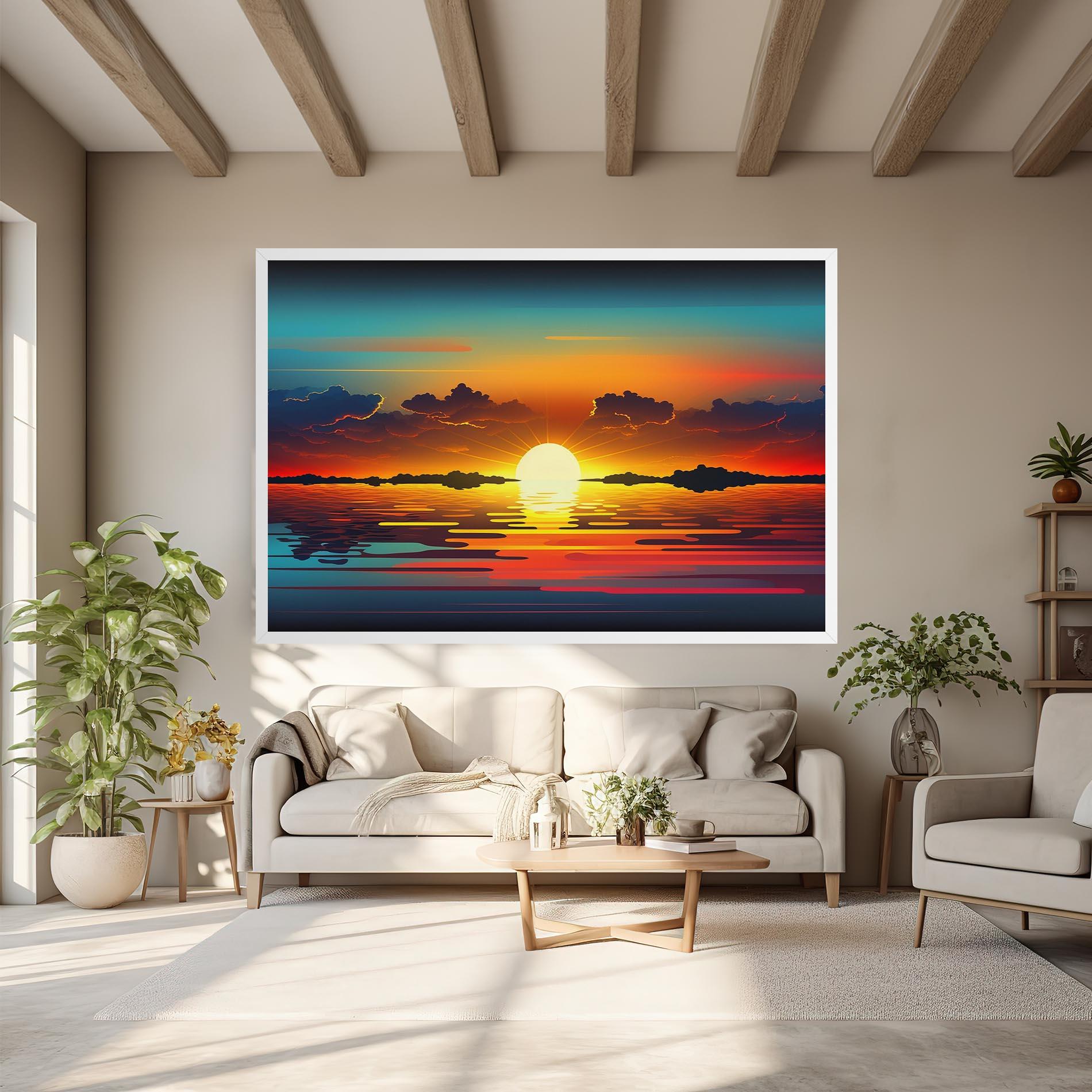 Картина на платно Yellow Sunset Illustration mockup 6