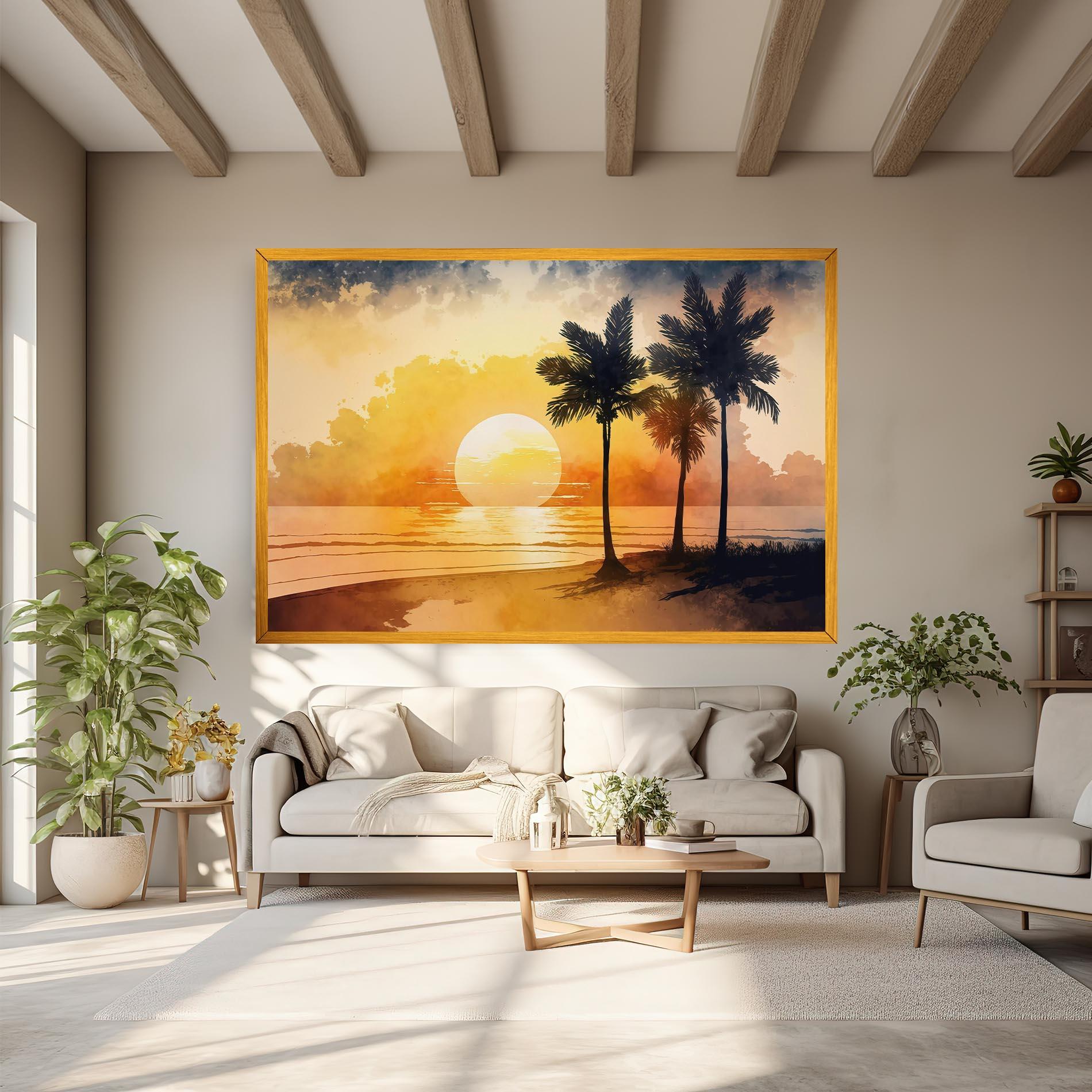 Картина на платно Palm Trees Sunset mockup 6