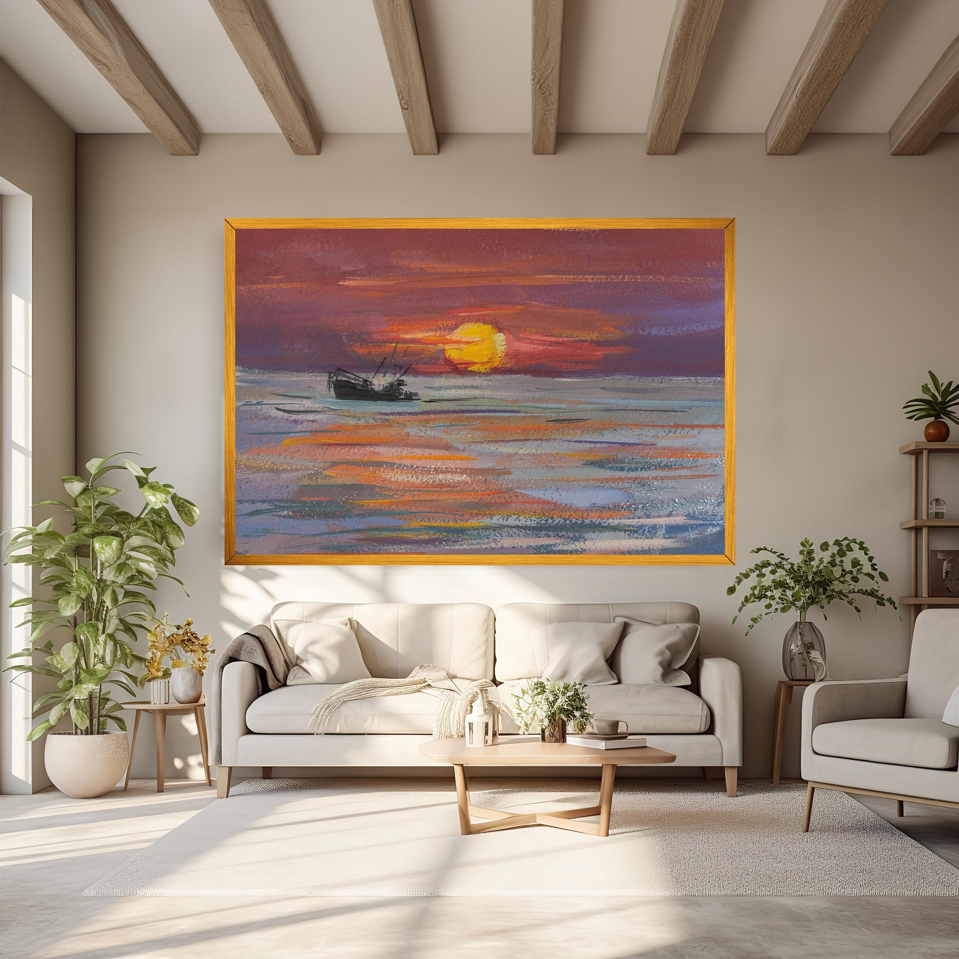 Картина на платно Sea Ship Painting mockup 6