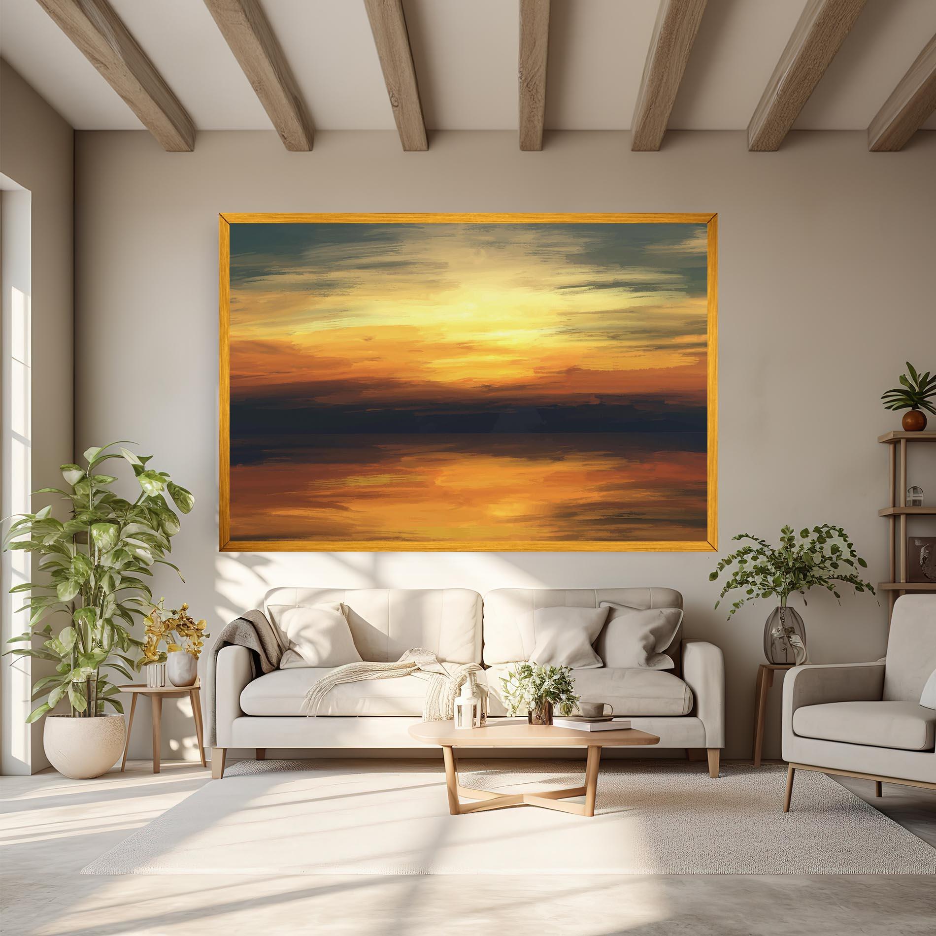 Картина на платно Sunset Oil Paint mockup 6