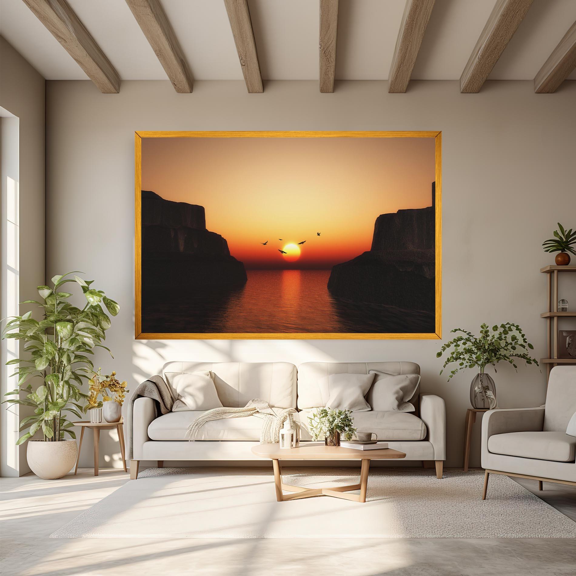 Картина на платно Sunset Silhouette Birds mockup 6