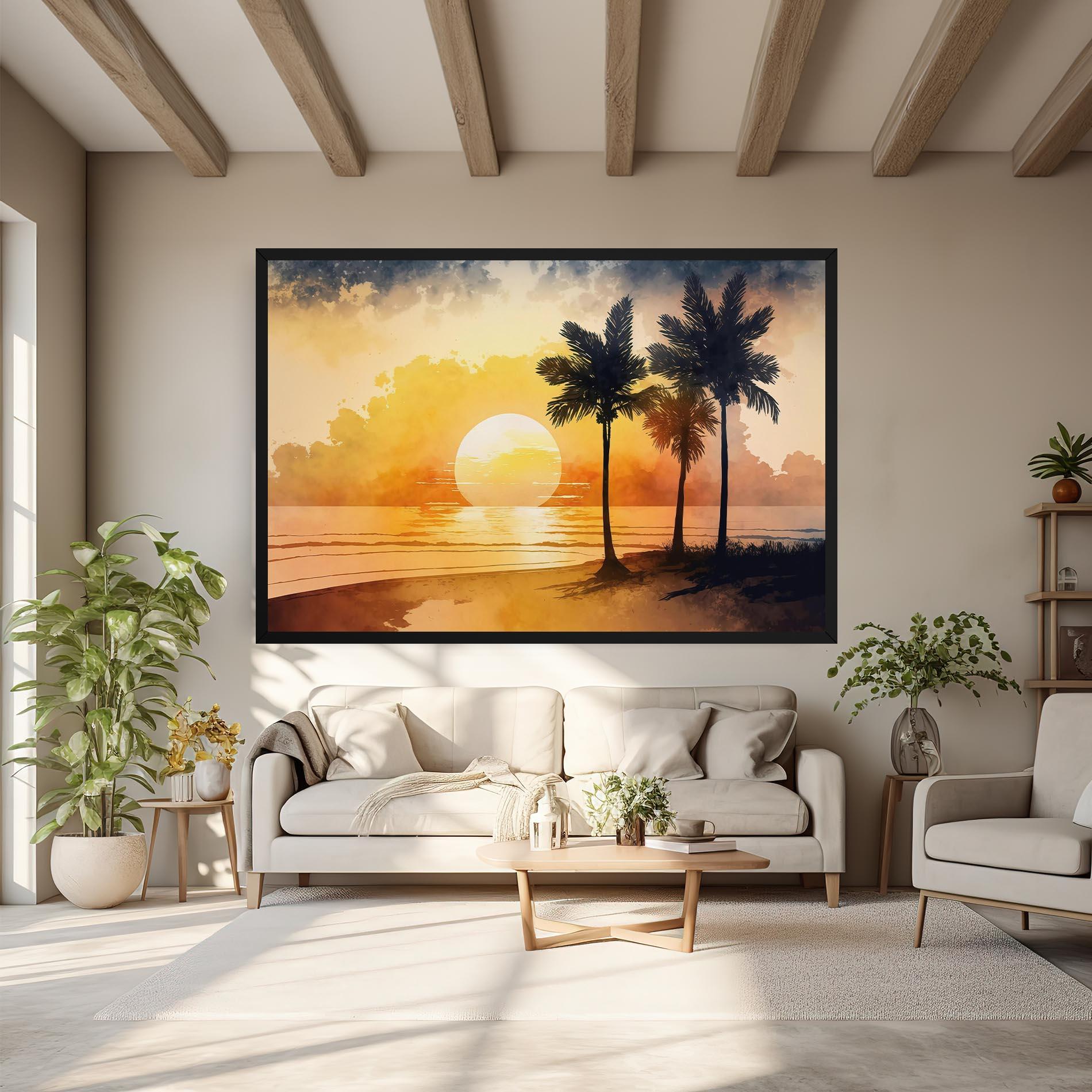 Картина на платно Palm Trees Sunset mockup 6