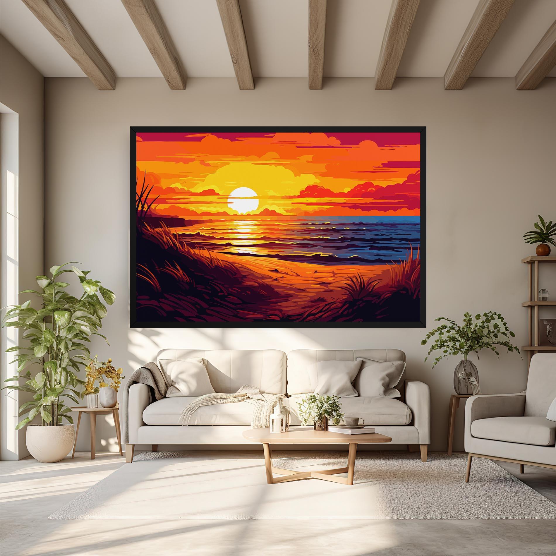 Картина на платно Strong Orange Sunset mockup 6