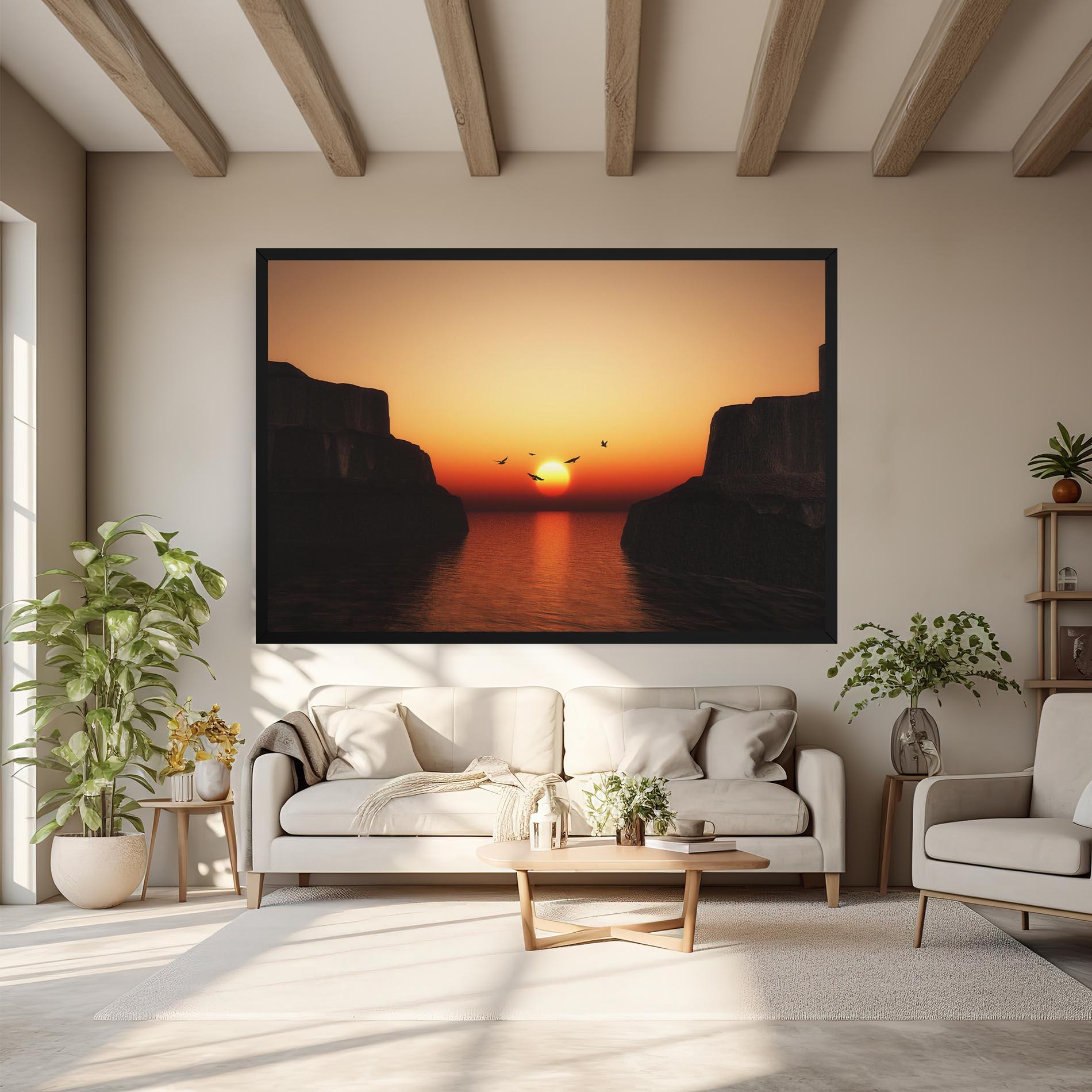 Картина на платно Sunset Silhouette Birds mockup 6