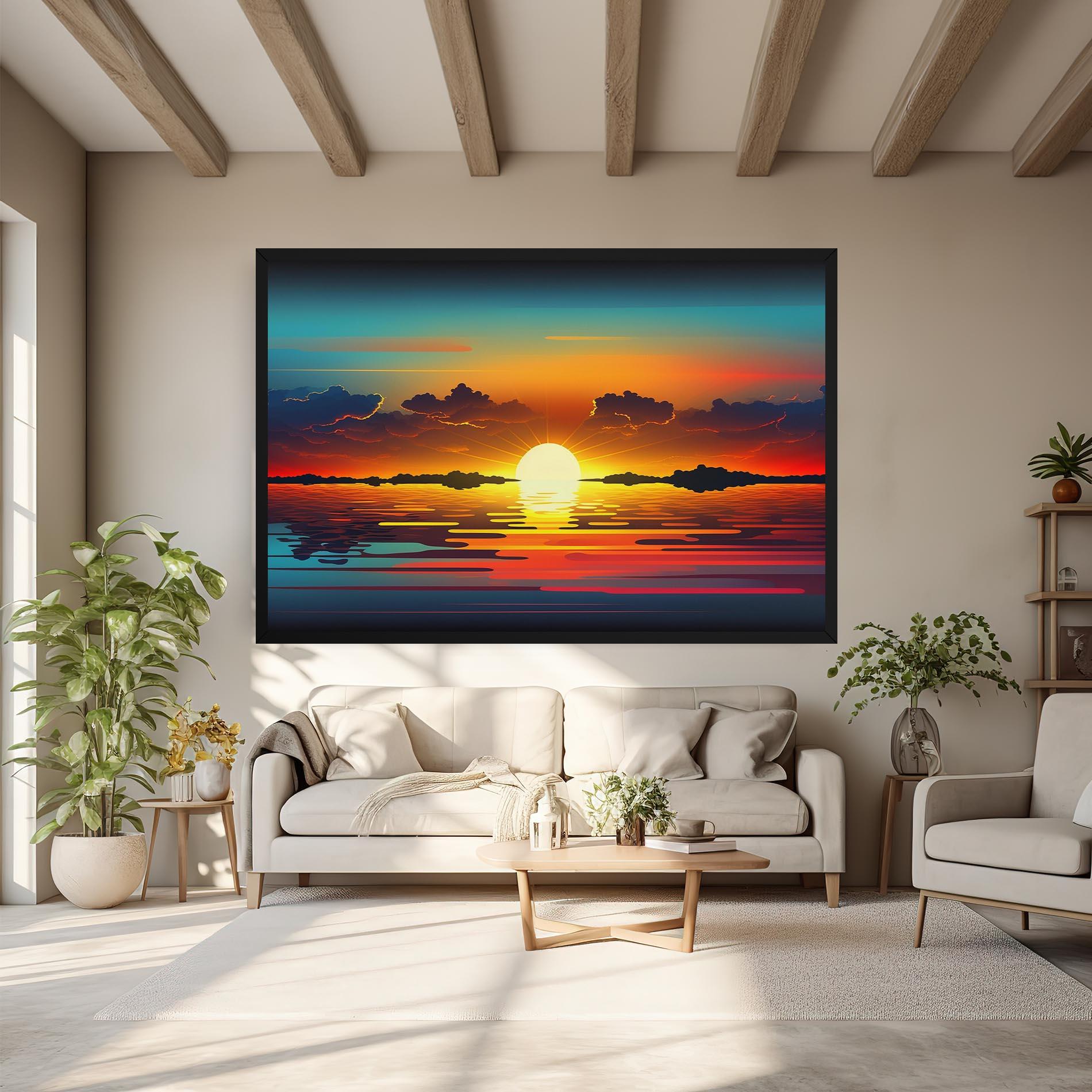 Картина на платно Yellow Sunset Illustration mockup 6