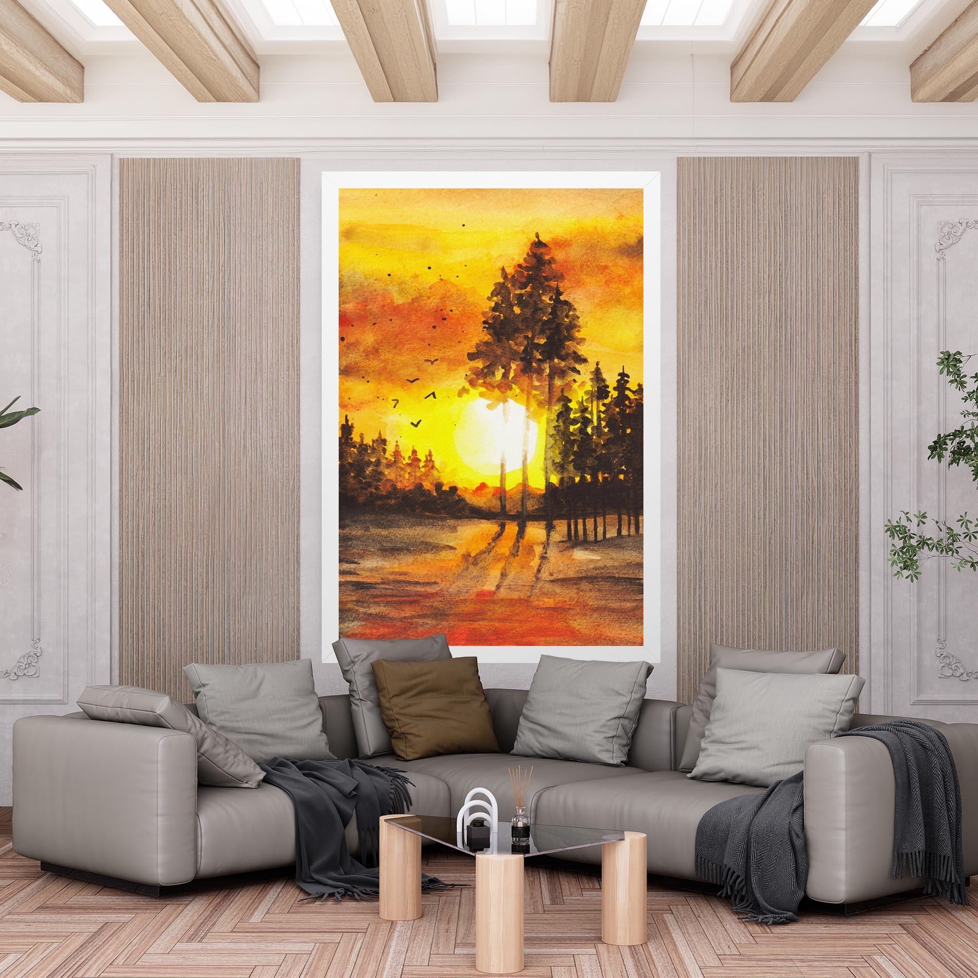 Картина на платно Watercolor Sunset Painting mockup 6