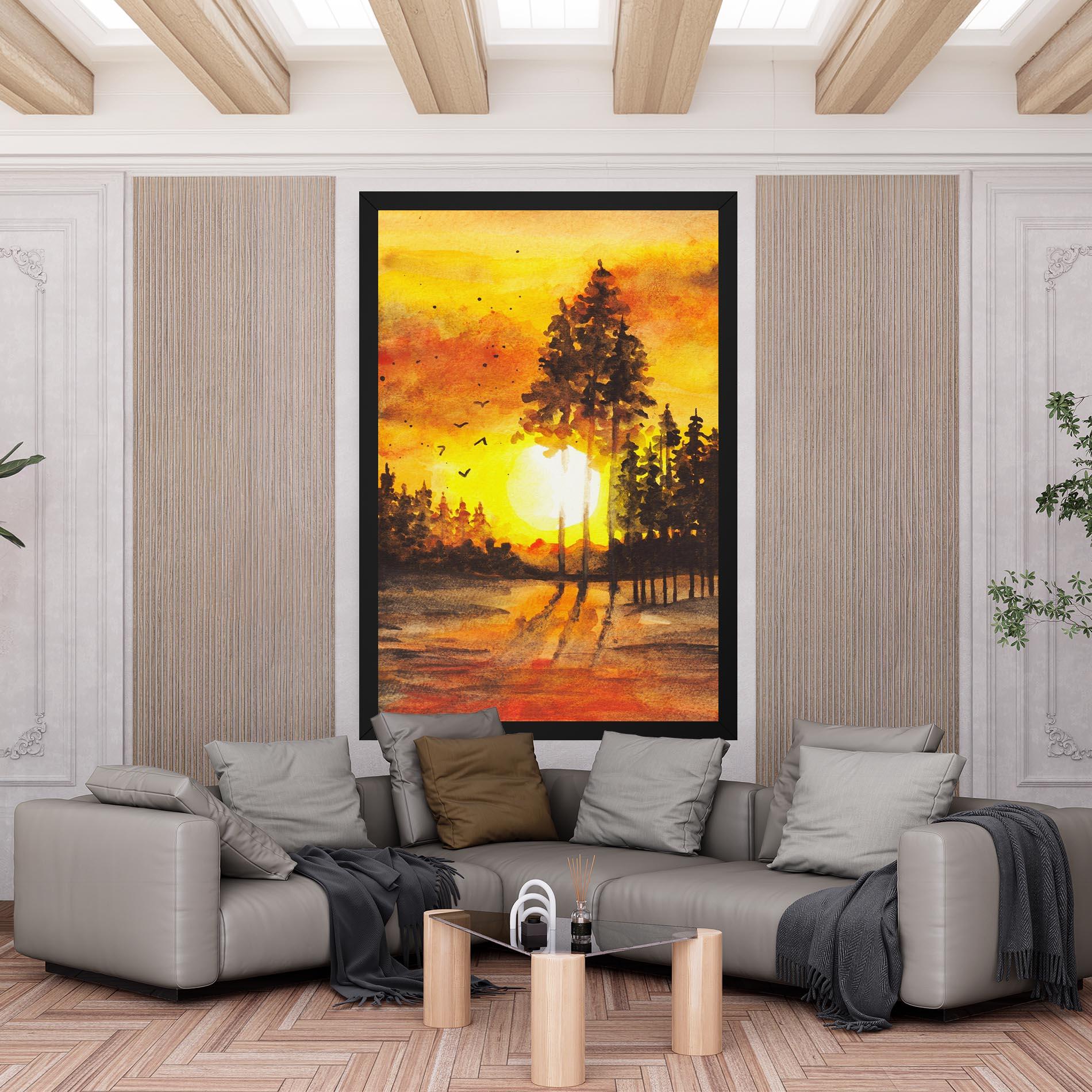 Картина на платно Watercolor Sunset Painting mockup 6