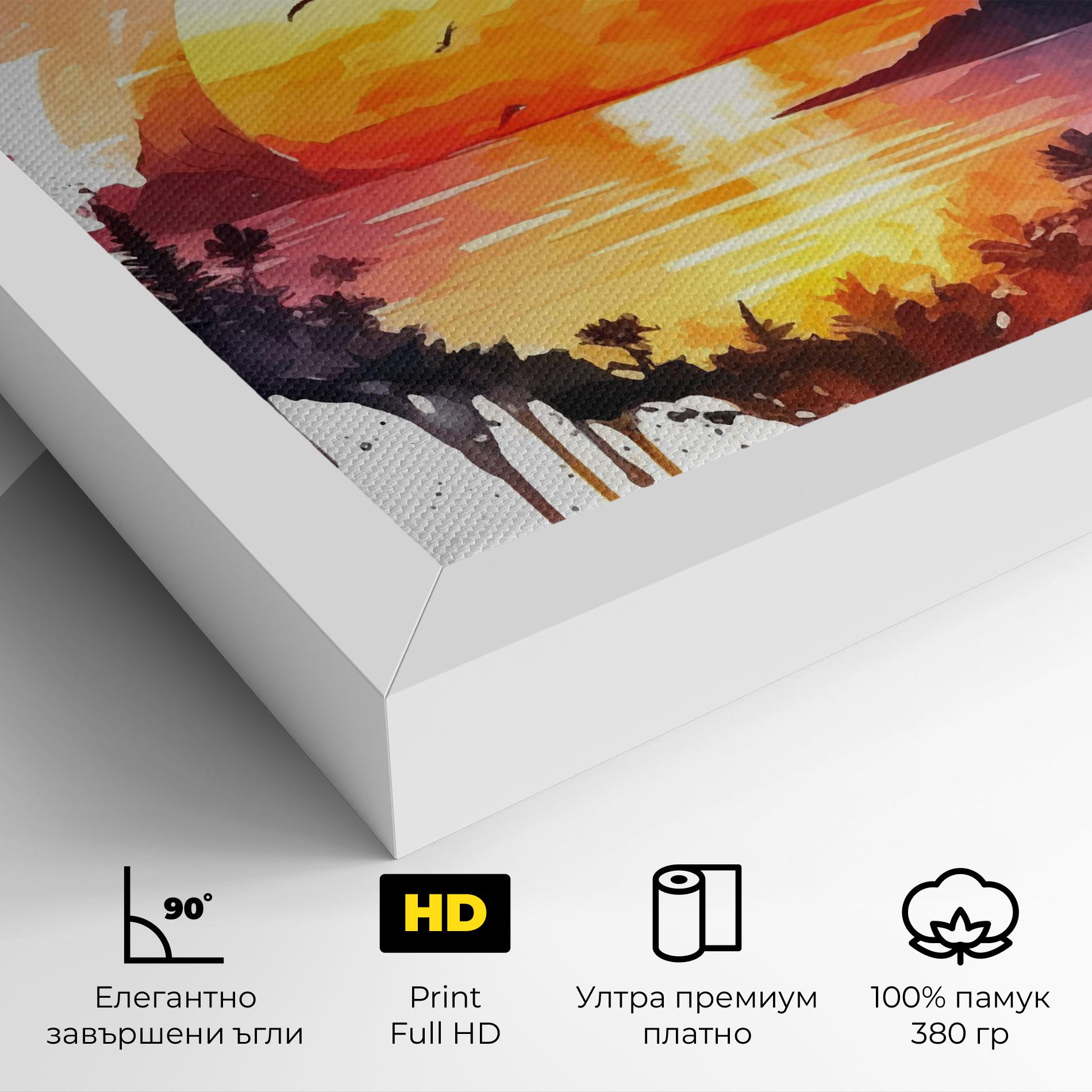 Картина на платно Purple Sunset Art mockup 4