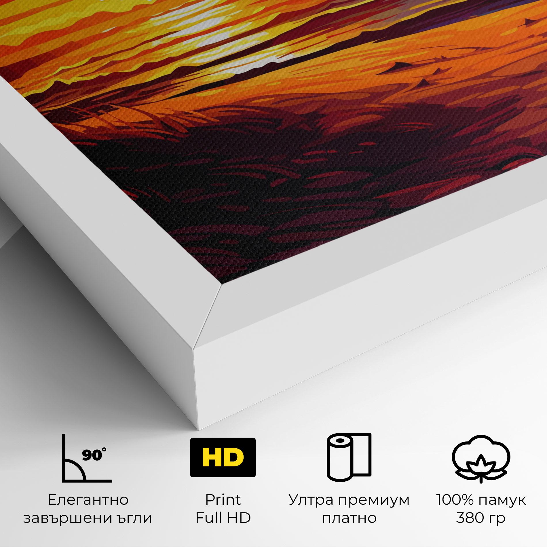 Картина на платно Strong Orange Sunset mockup 4