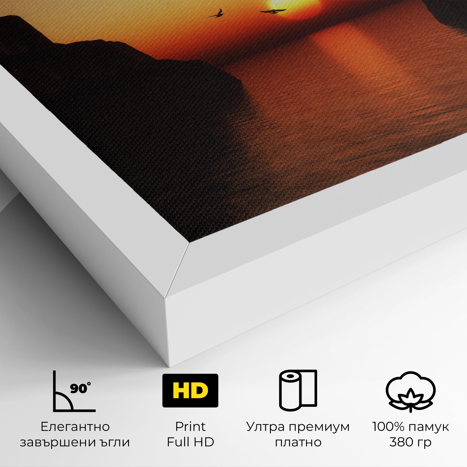 Картина на платно Sunset Silhouette Birds mockup 4