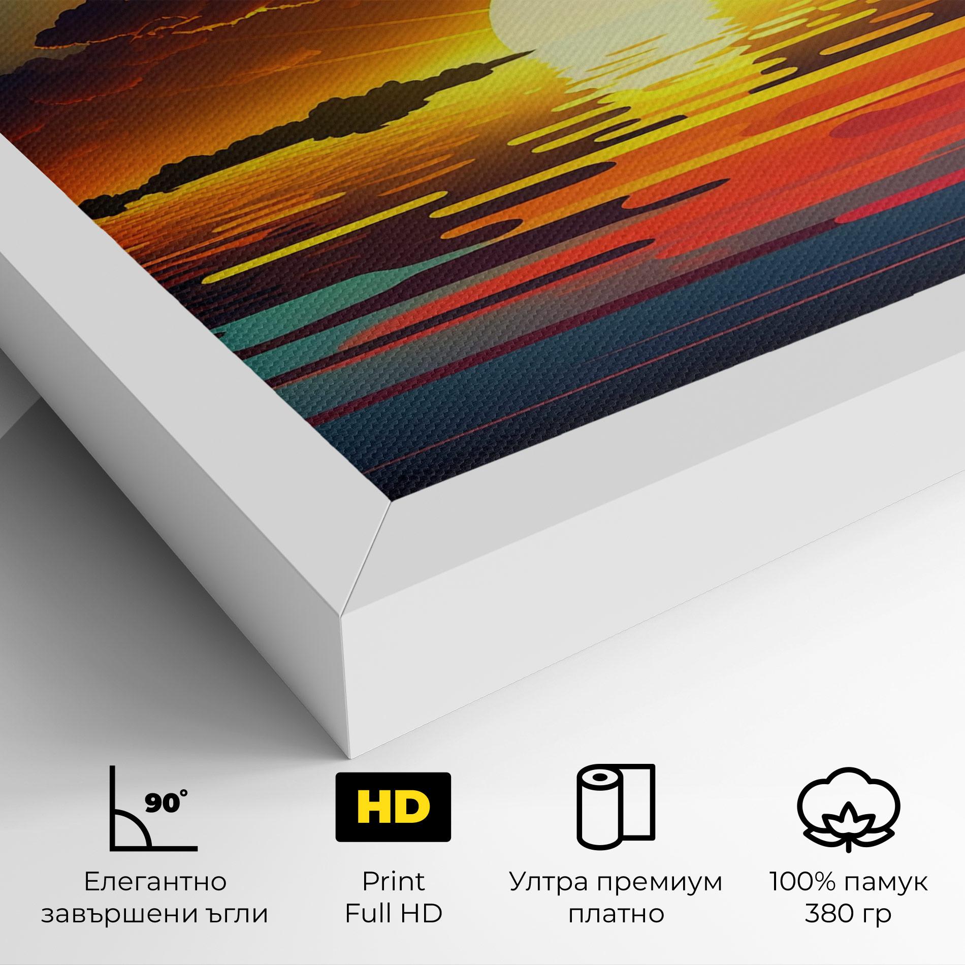 Картина на платно Yellow Sunset Illustration mockup 4
