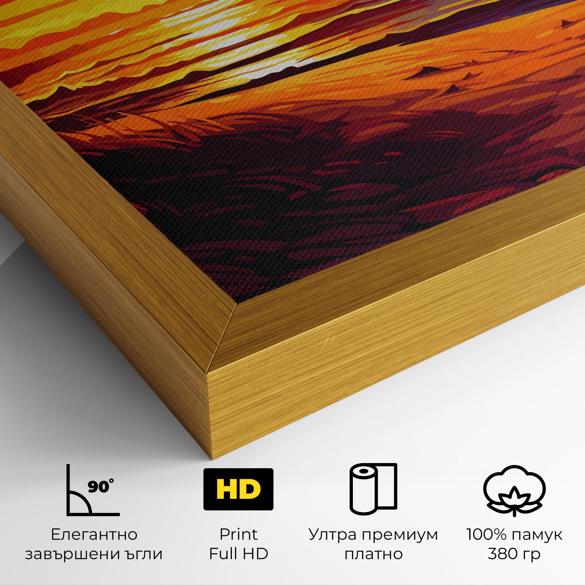 Картина на платно Strong Orange Sunset mockup 4