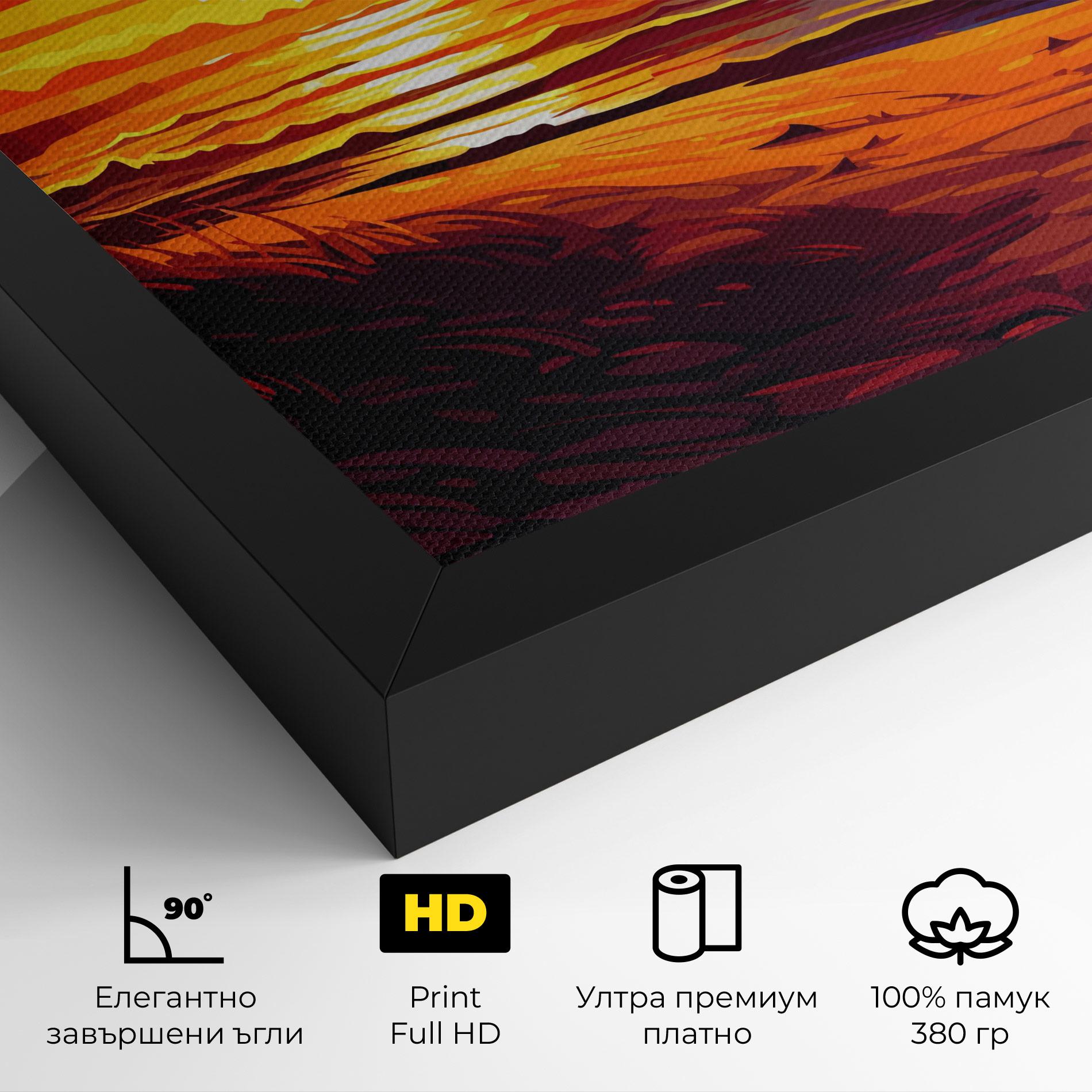 Картина на платно Strong Orange Sunset mockup 4