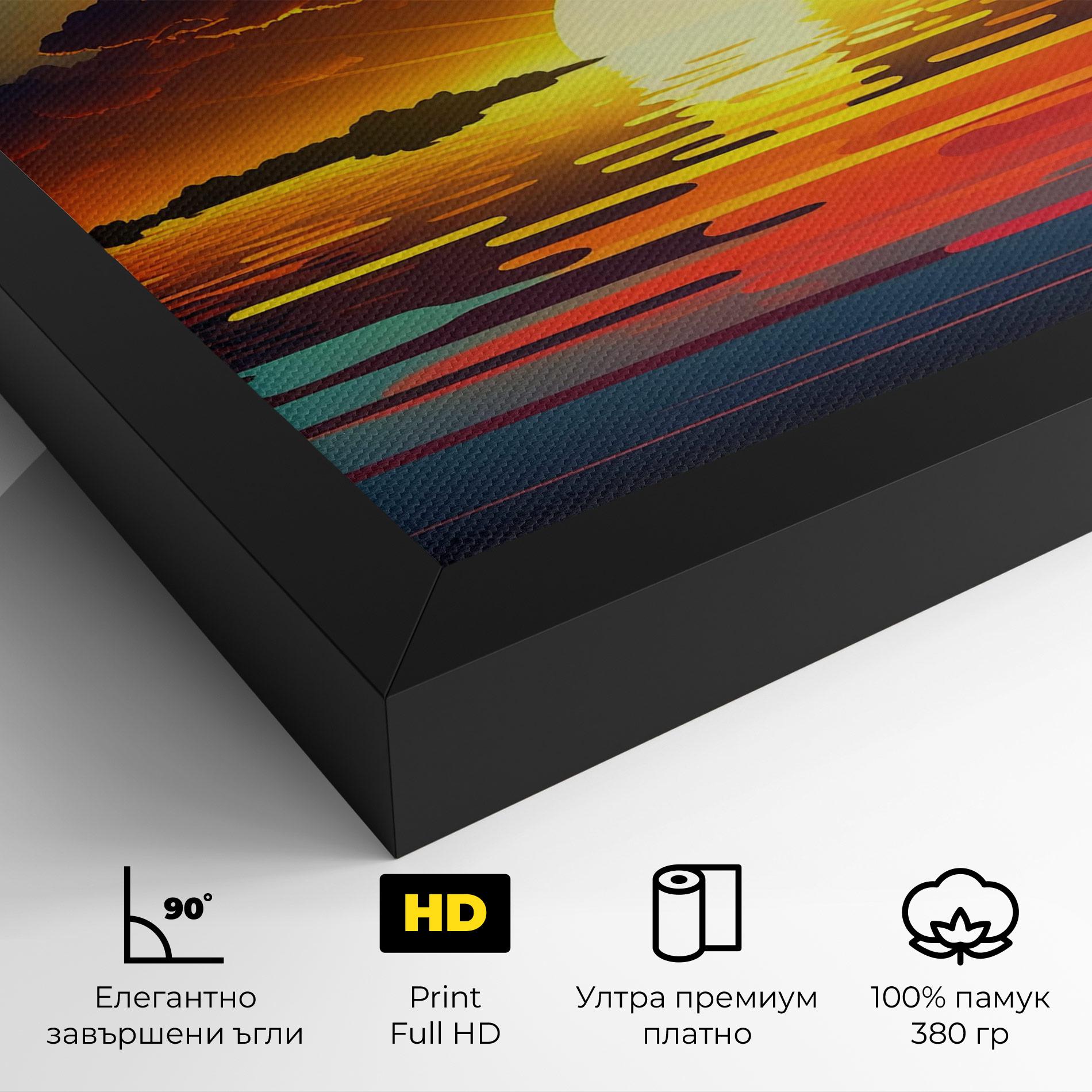 Картина на платно Yellow Sunset Illustration mockup 4