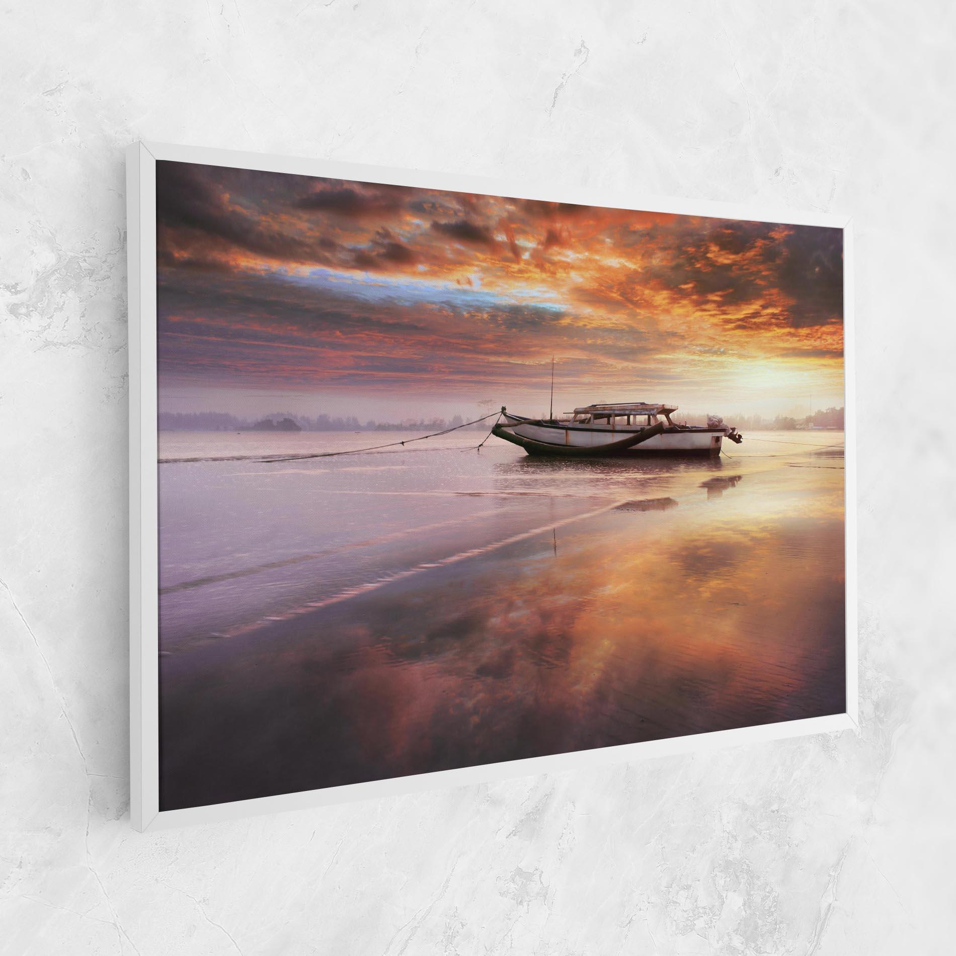 Картина на платно Beauty Boat Sunrise mockup 1