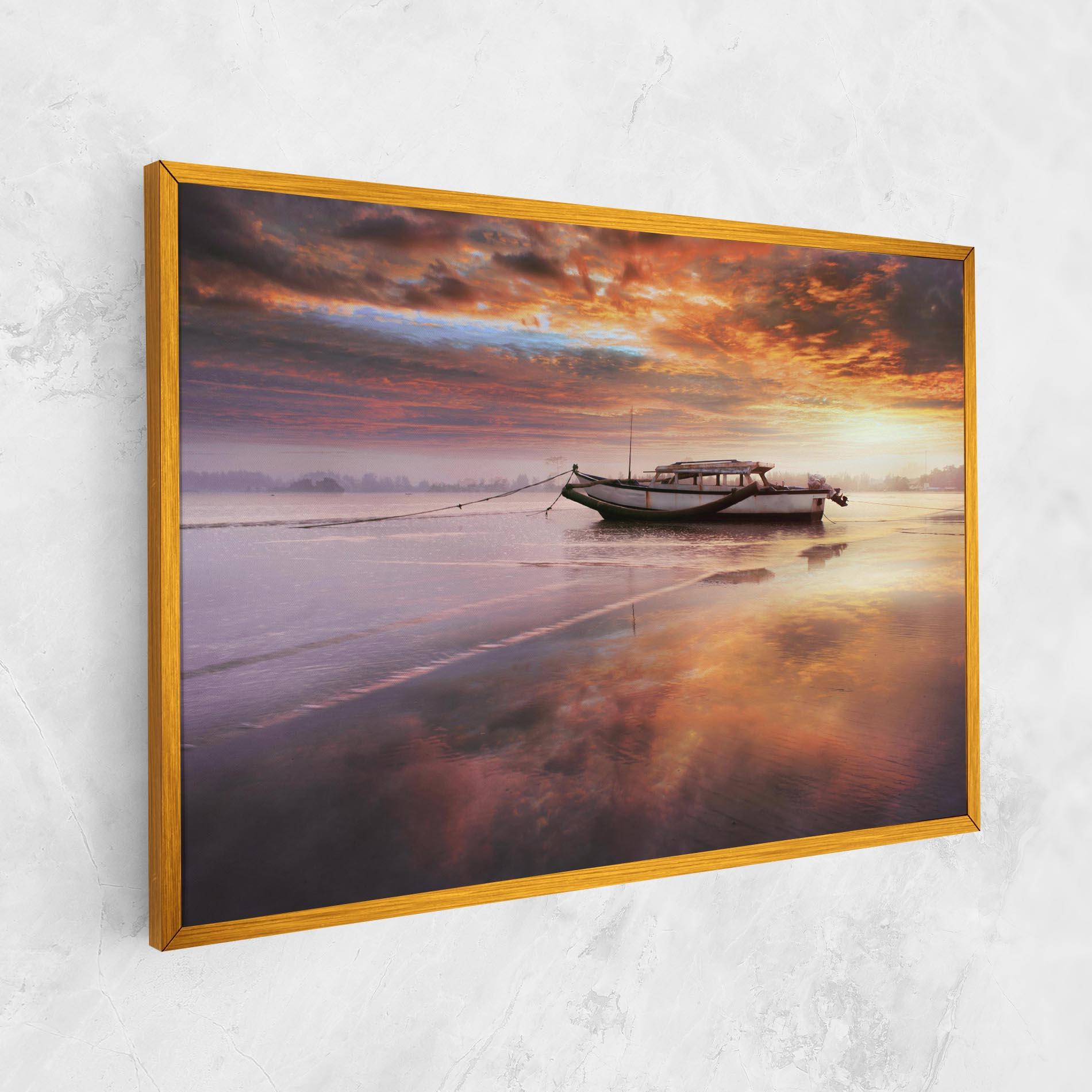 Картина на платно Beauty Boat Sunrise mockup 1