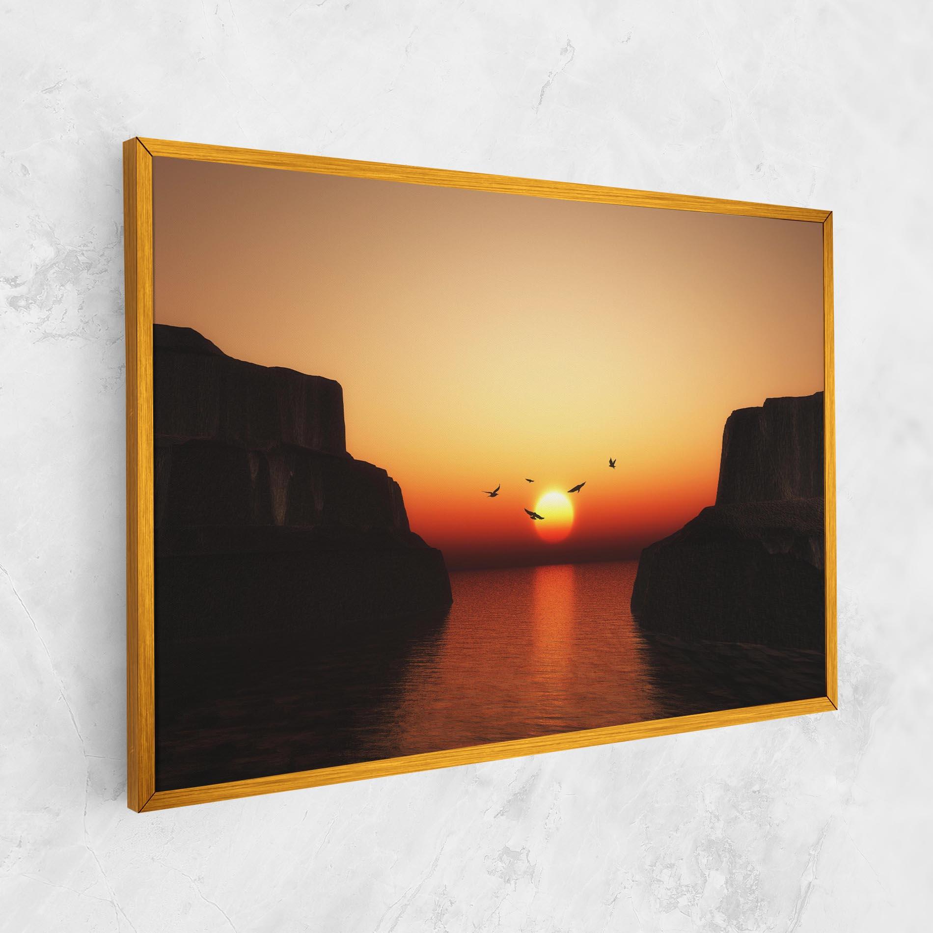 Картина на платно Sunset Silhouette Birds mockup 1