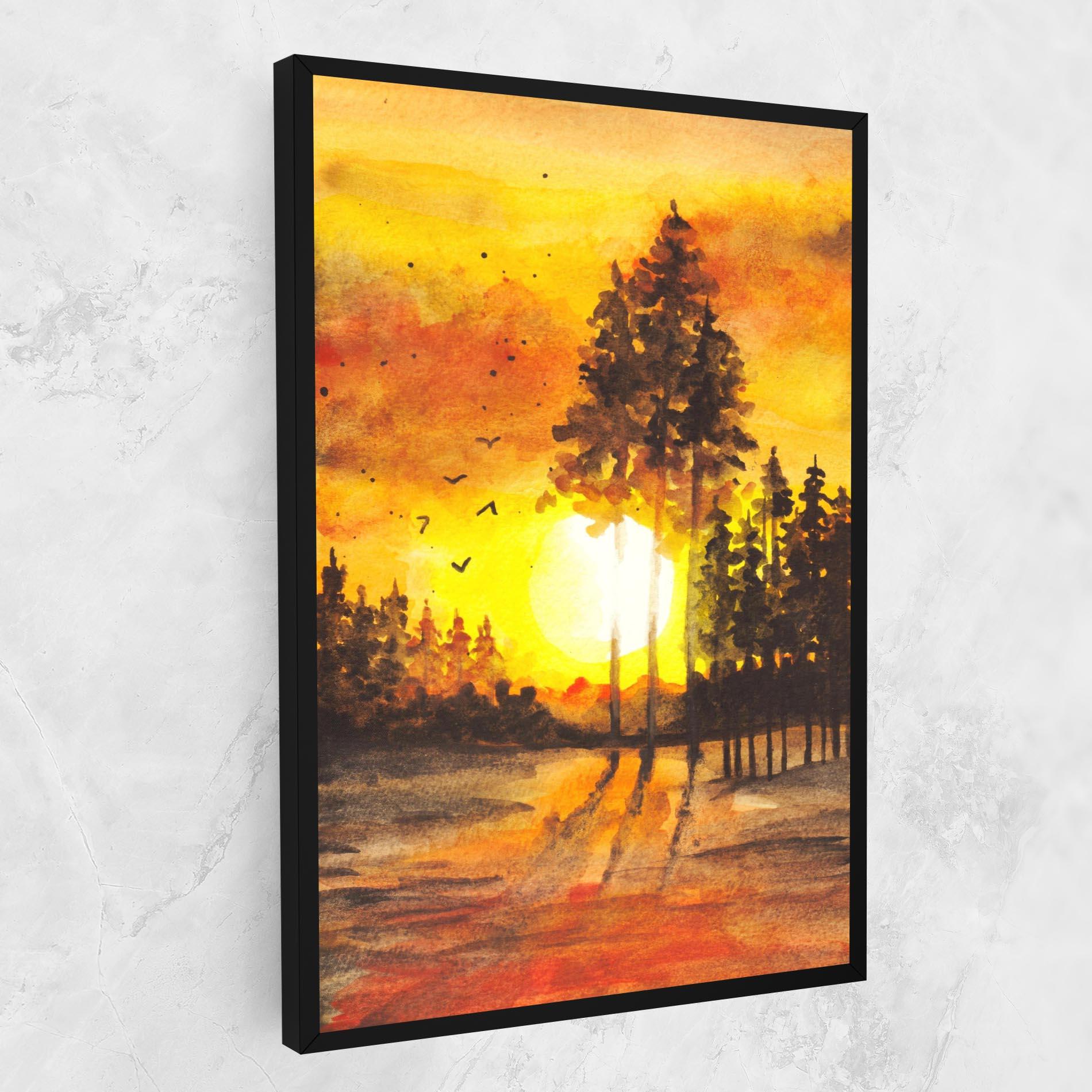 Картина на платно Watercolor Sunset Painting mockup 1