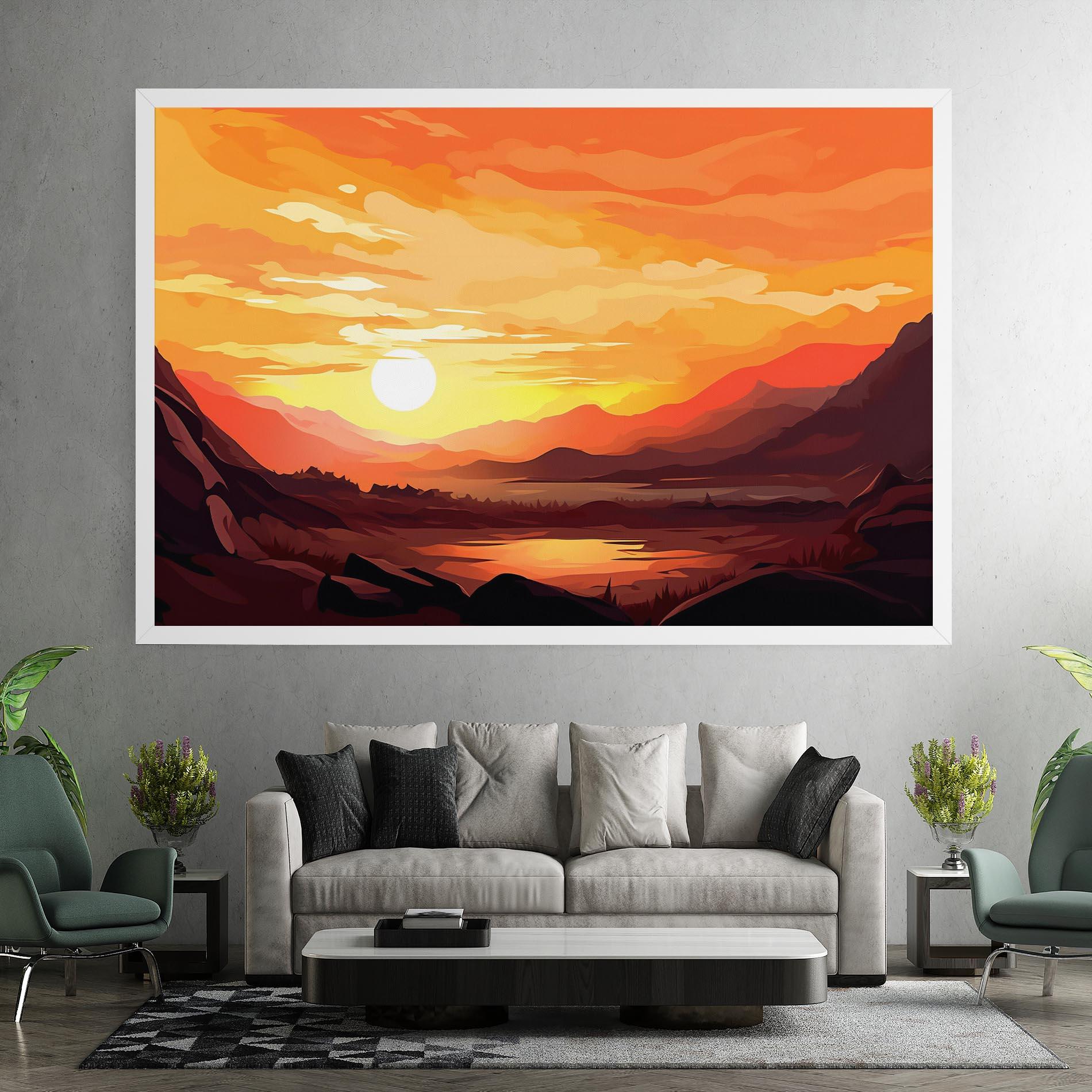 Картина на платно Beautiful Sunset Illustration mockup 7