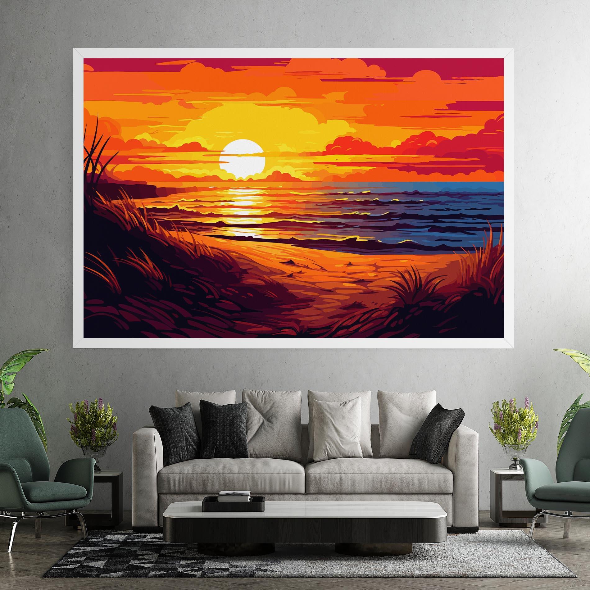 Картина на платно Strong Orange Sunset mockup 7