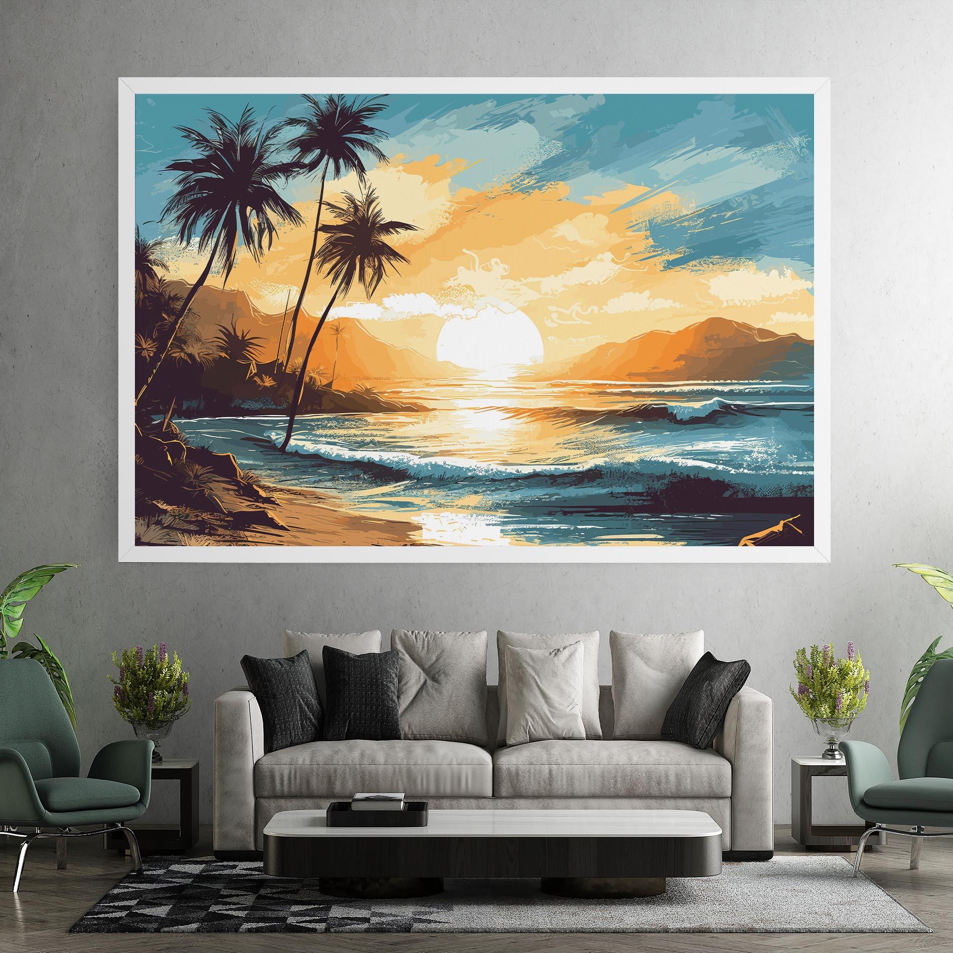 Картина на платно Yellow Blue Sunrise mockup 7