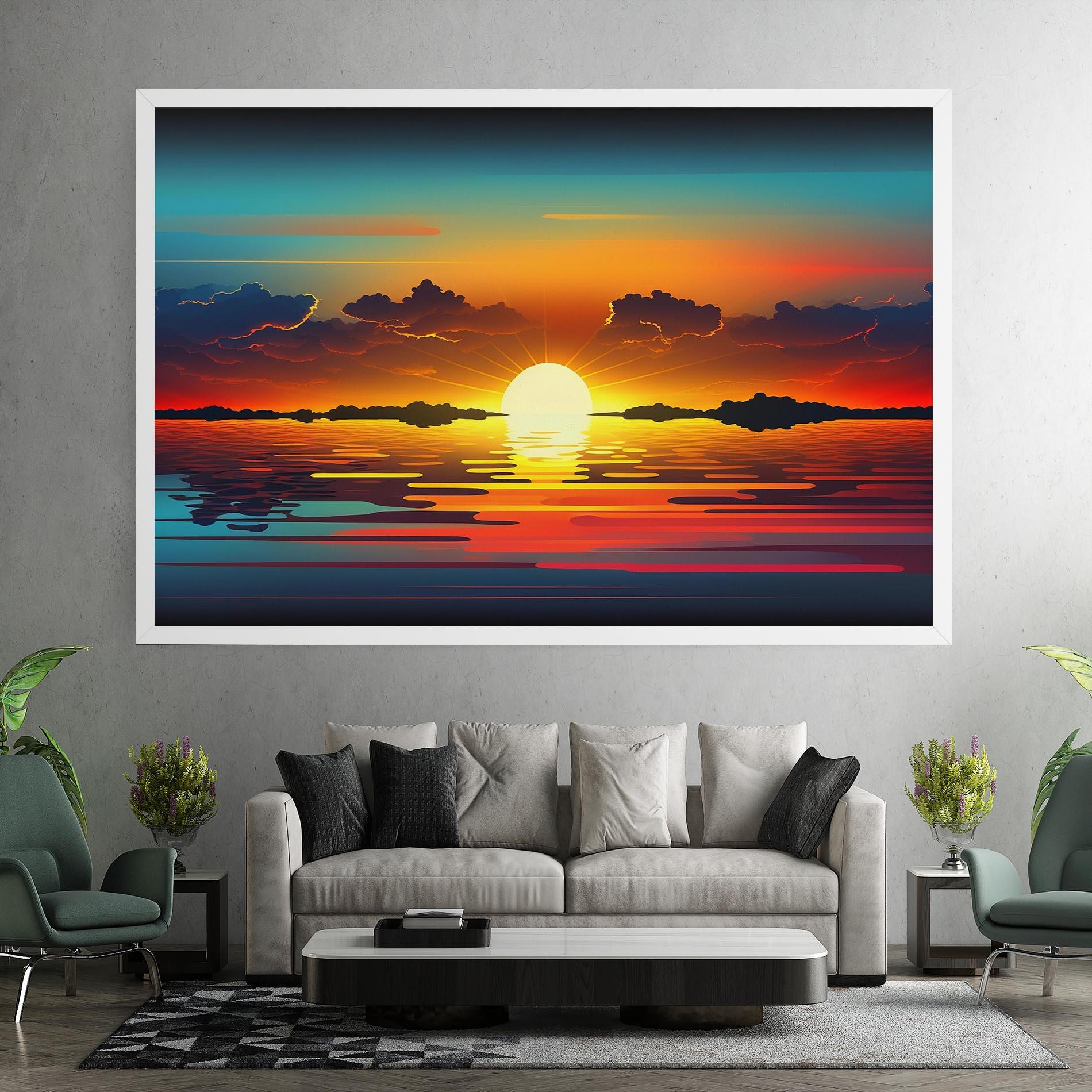 Картина на платно Yellow Sunset Illustration mockup 7