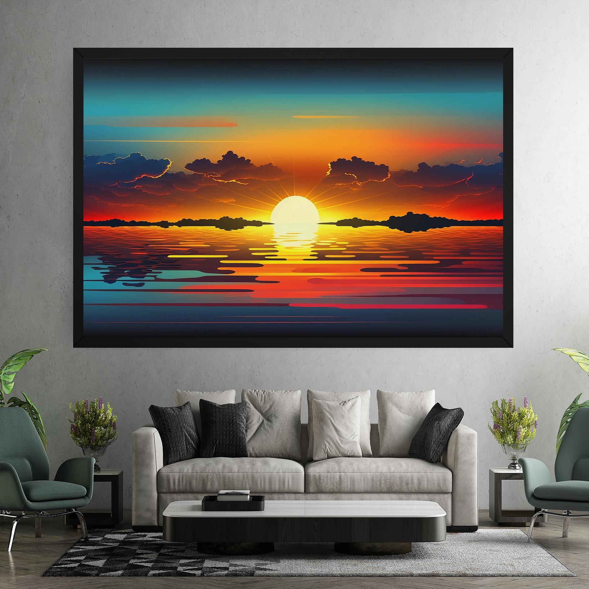 Картина на платно Yellow Sunset Illustration mockup 7