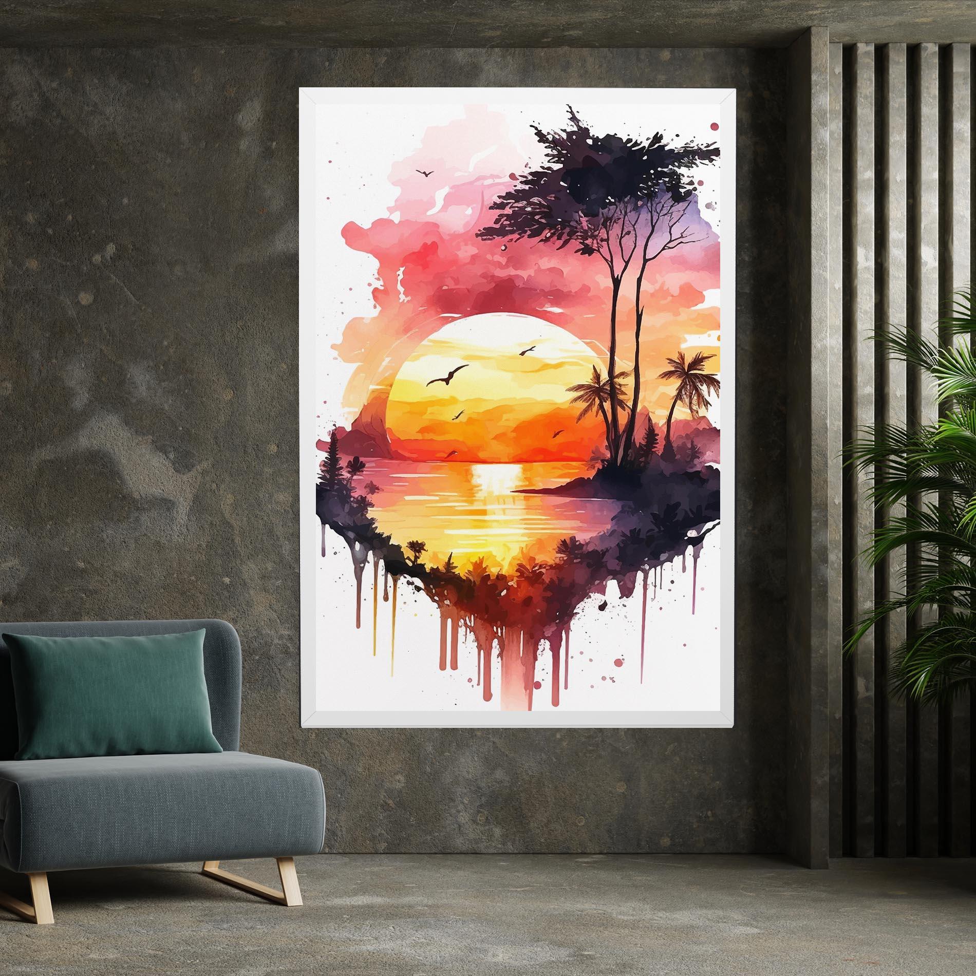 Картина на платно Purple Sunset Art mockup 7