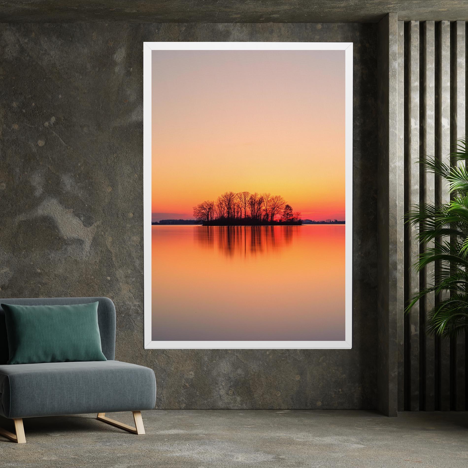 Картина на платно Tree Sunset Lake mockup 7