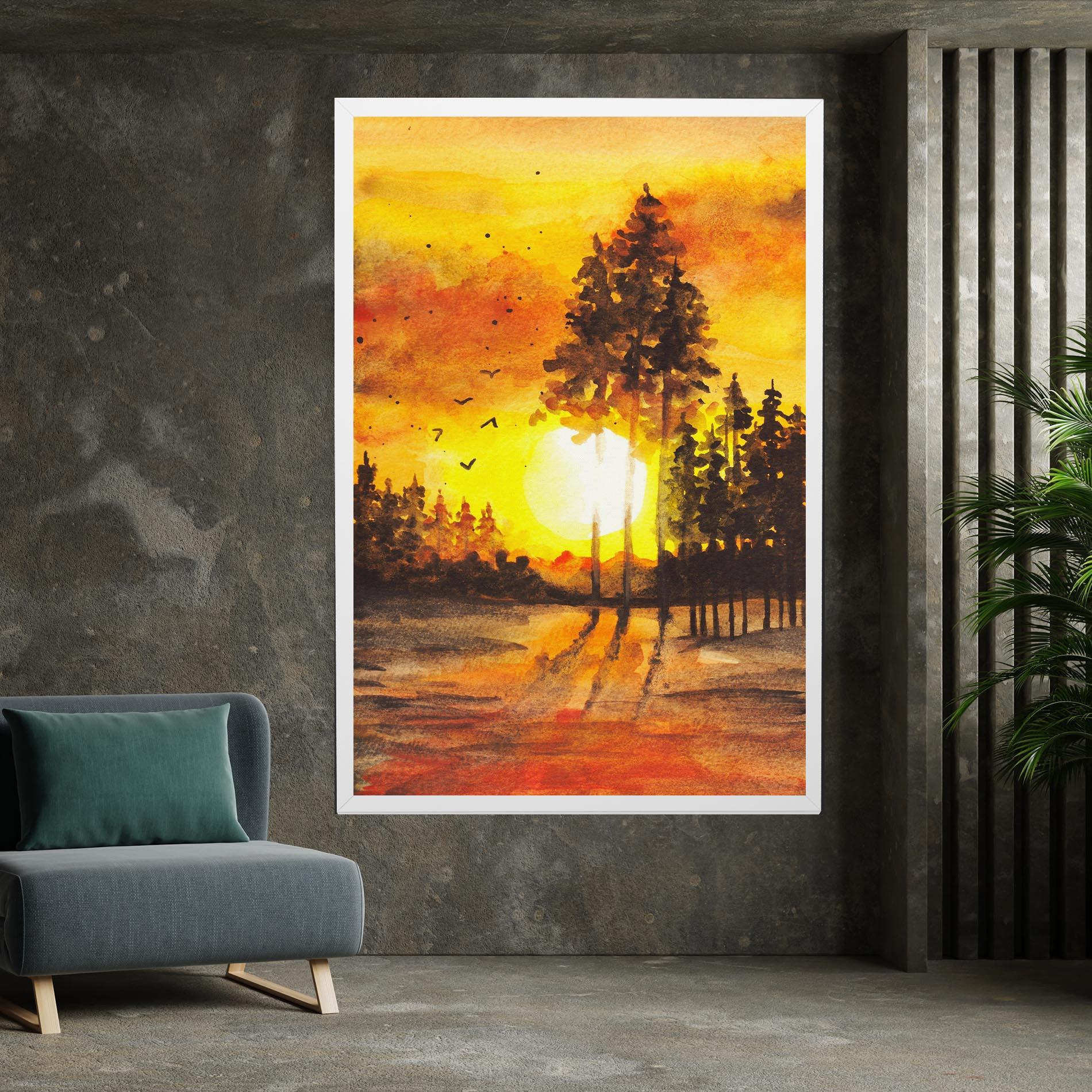 Картина на платно Watercolor Sunset Painting mockup 7