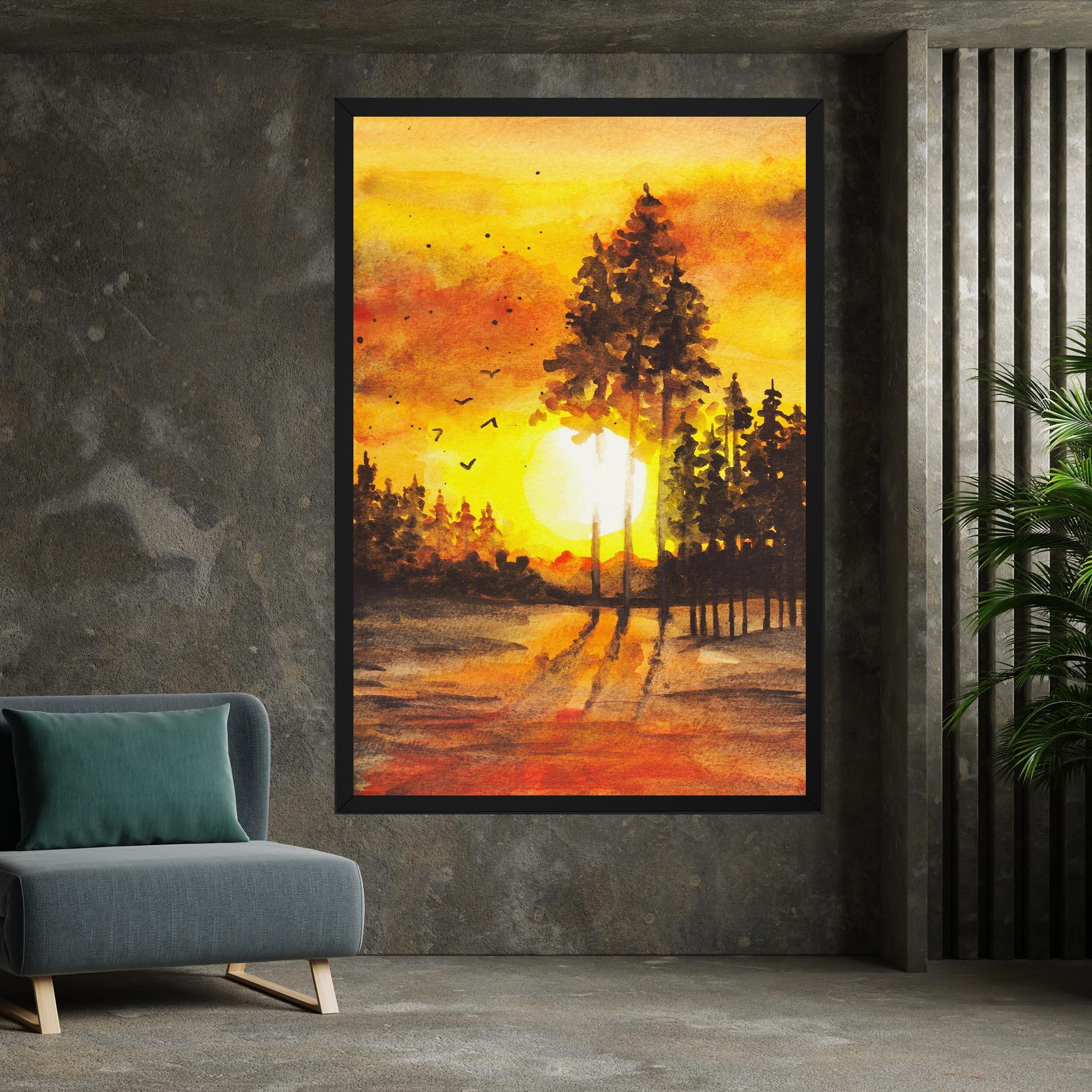 Картина на платно Watercolor Sunset Painting mockup 7