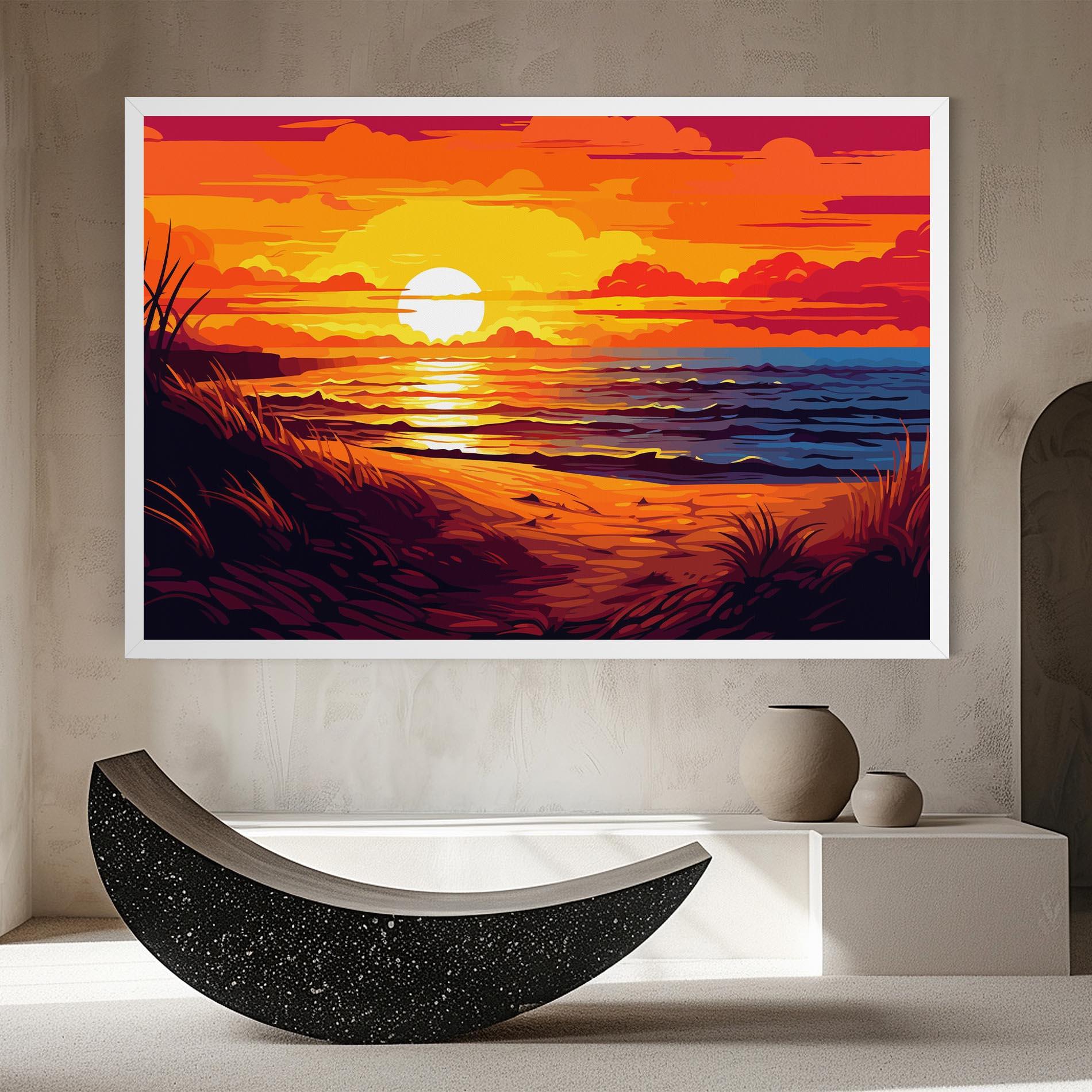Картина на платно Strong Orange Sunset mockup 8