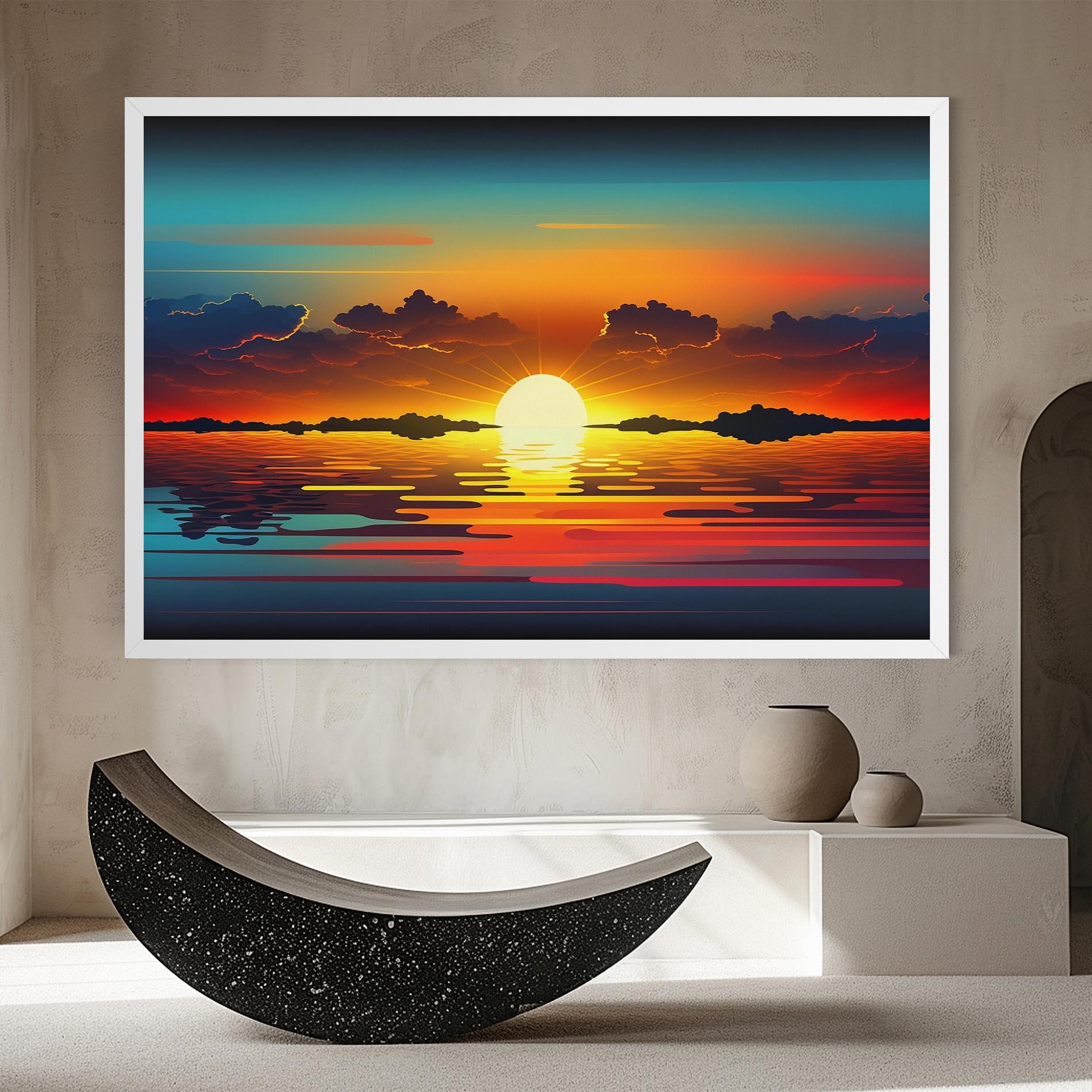 Картина на платно Yellow Sunset Illustration mockup 8