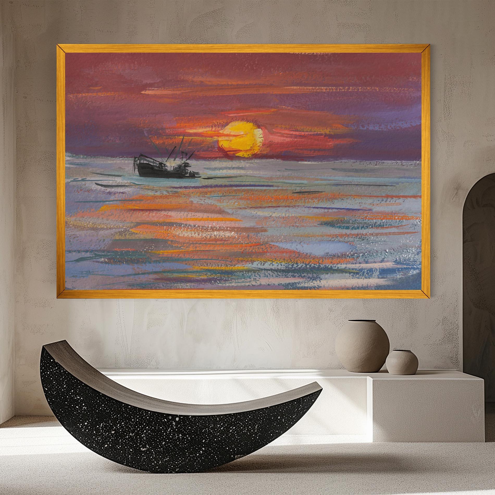 Картина на платно Sea Ship Painting mockup 8