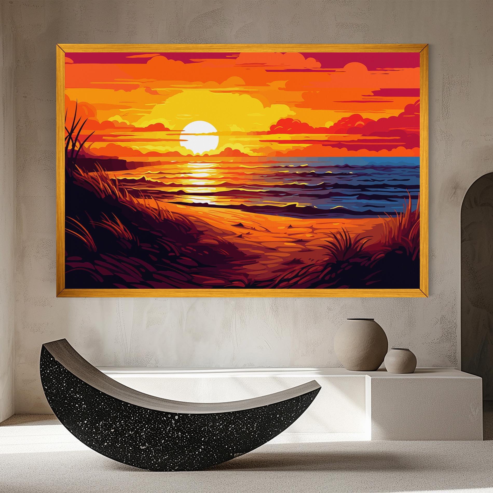 Картина на платно Strong Orange Sunset mockup 8