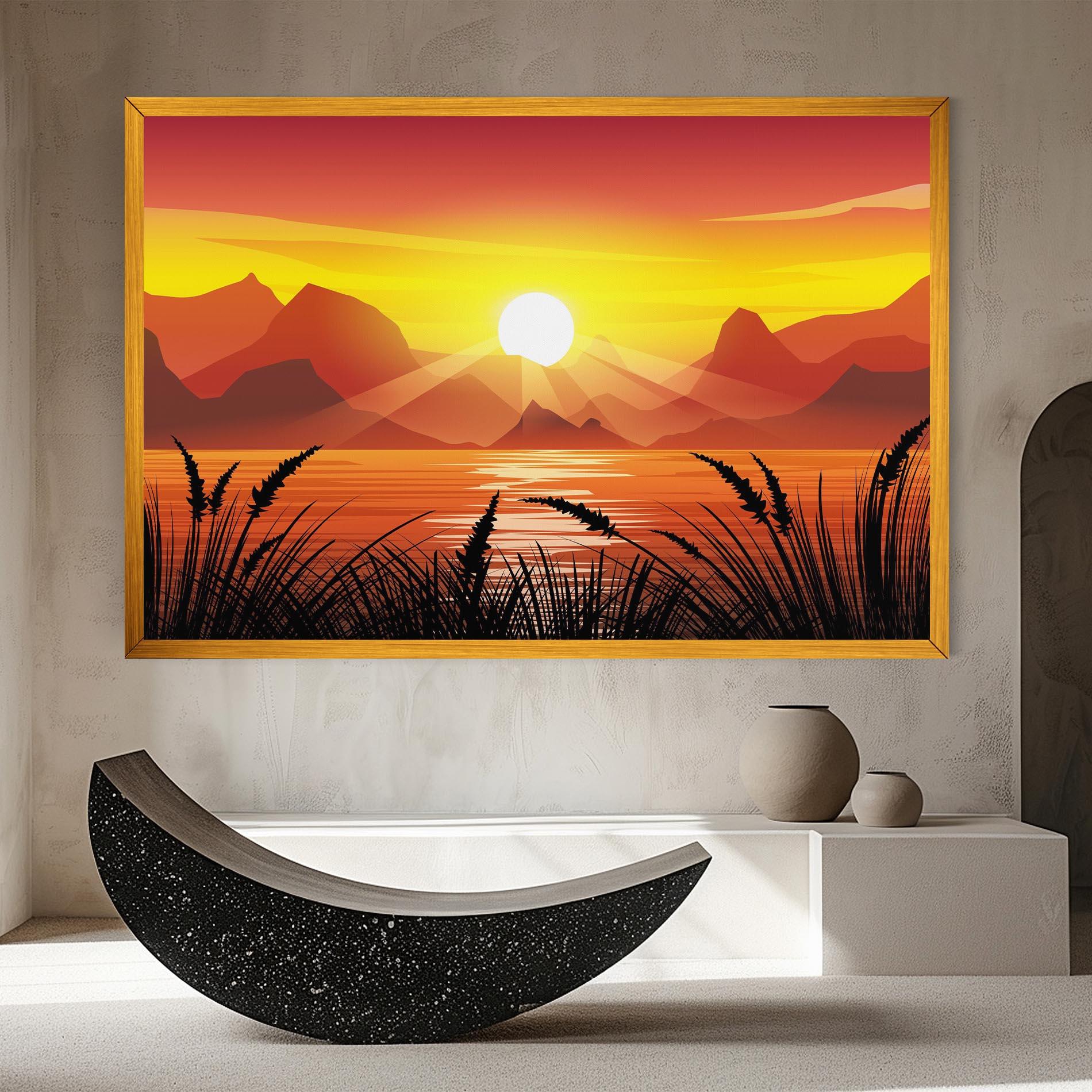 Картина на платно Sunrise Grass Art mockup 8