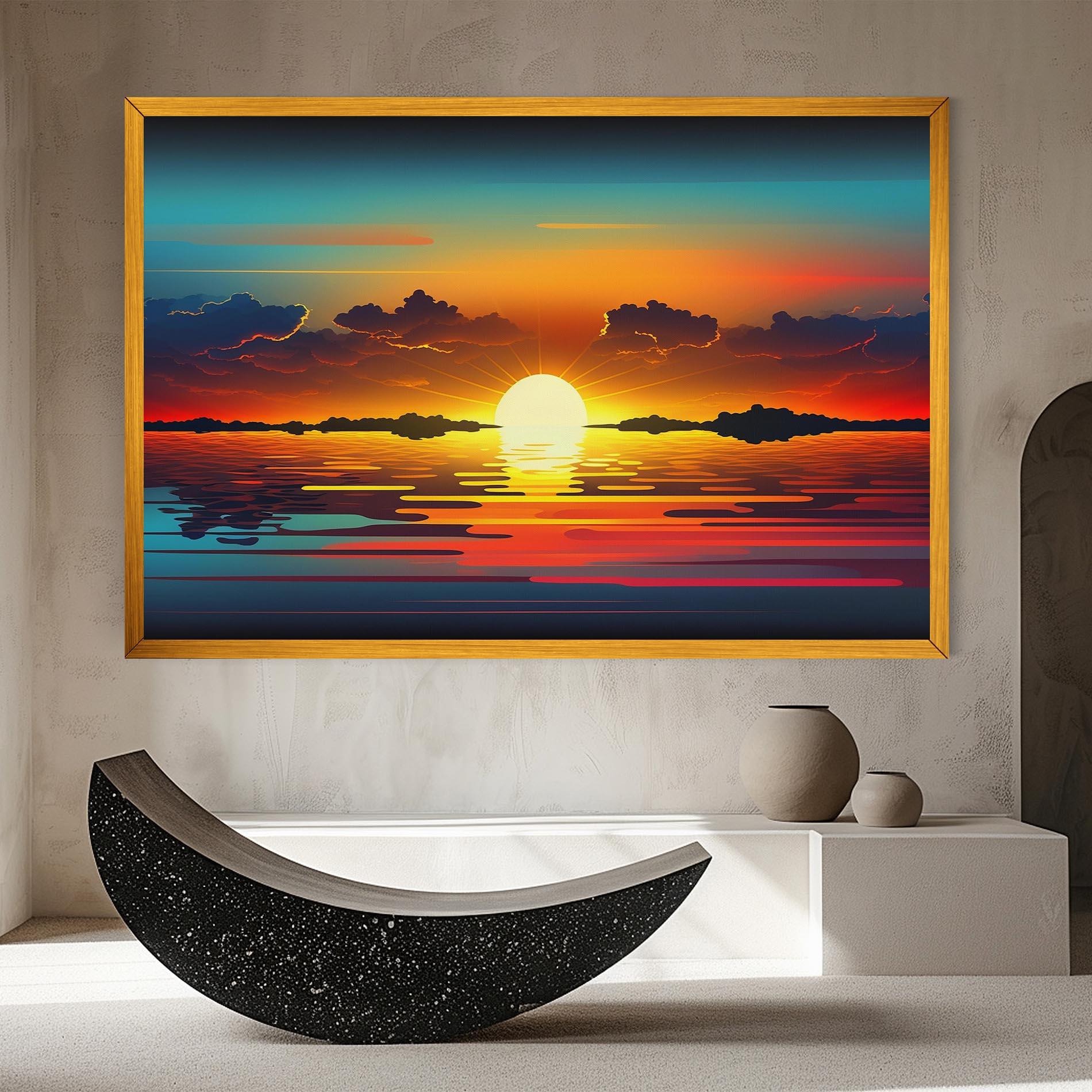 Картина на платно Yellow Sunset Illustration mockup 8