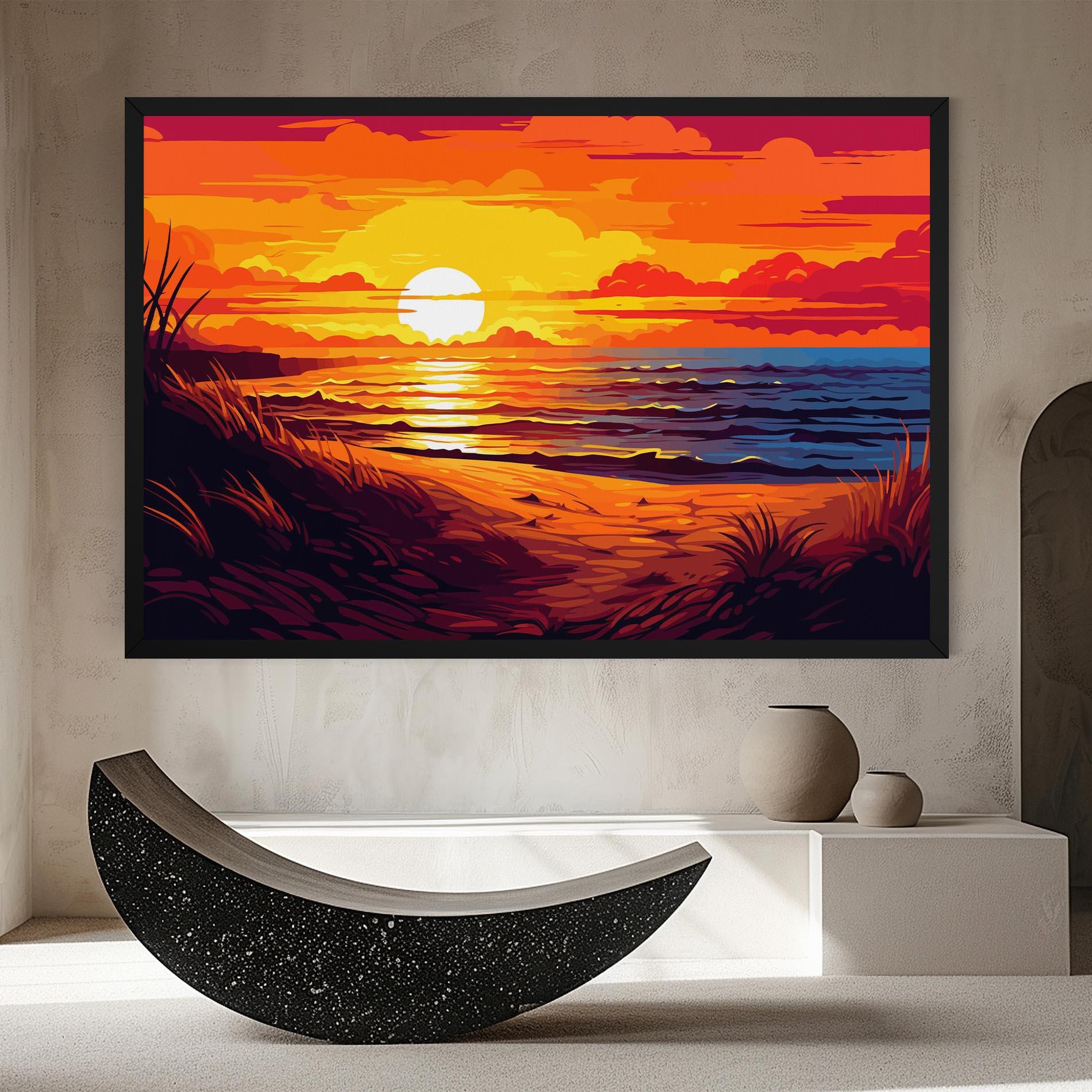 Картина на платно Strong Orange Sunset mockup 8