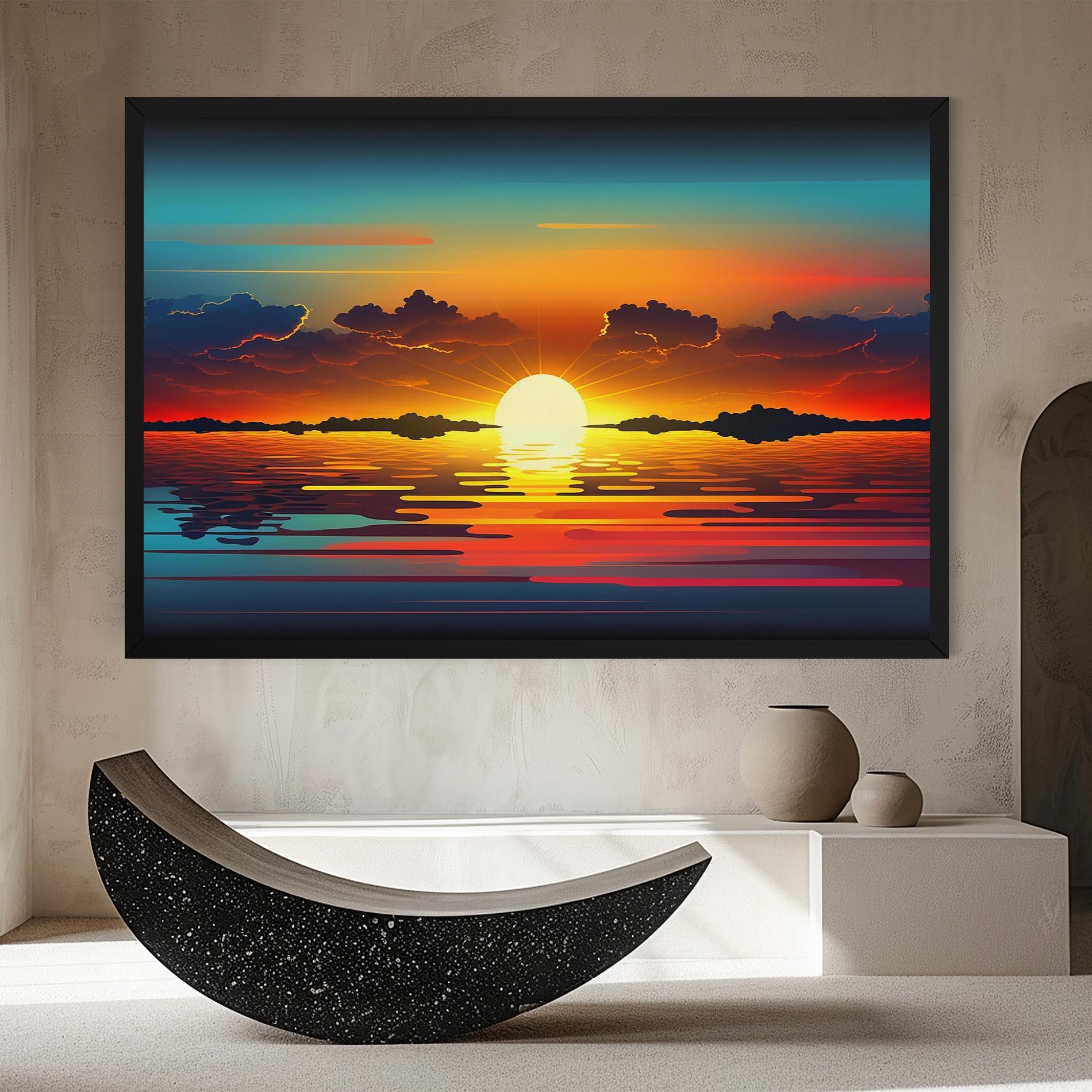 Картина на платно Yellow Sunset Illustration mockup 8