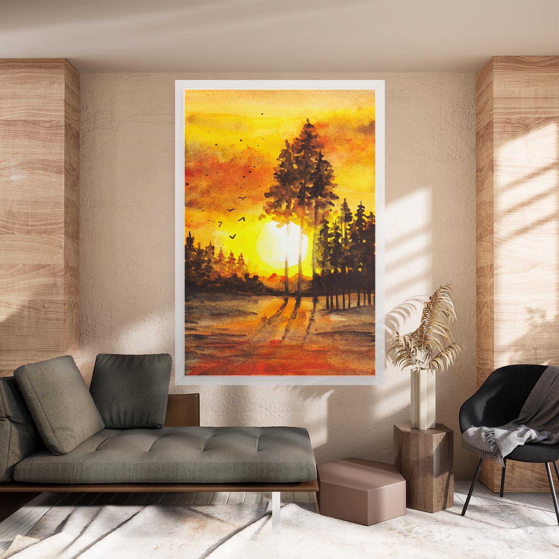 Картина на платно Watercolor Sunset Painting mockup 8