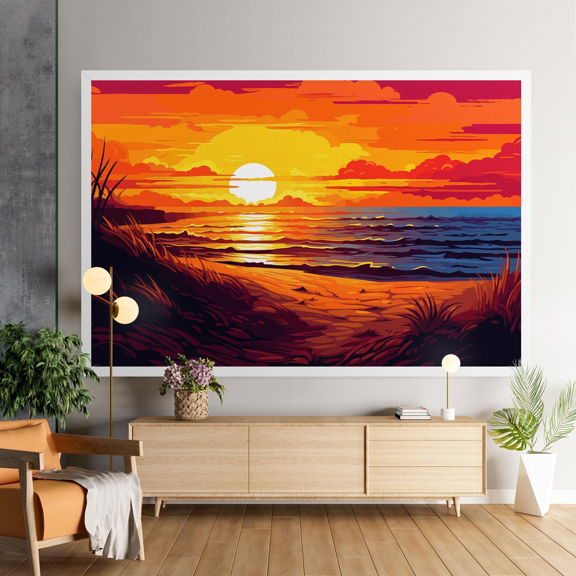 Картина на платно Strong Orange Sunset mockup 9