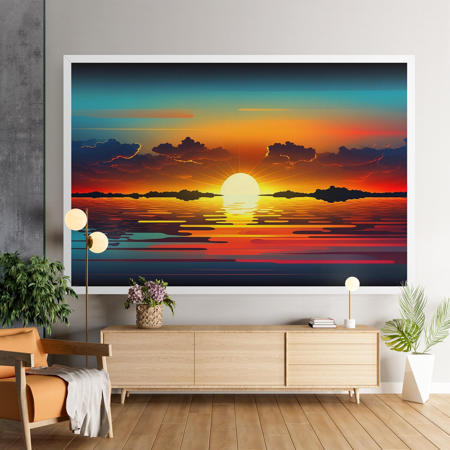 Картина на платно Yellow Sunset Illustration mockup 9