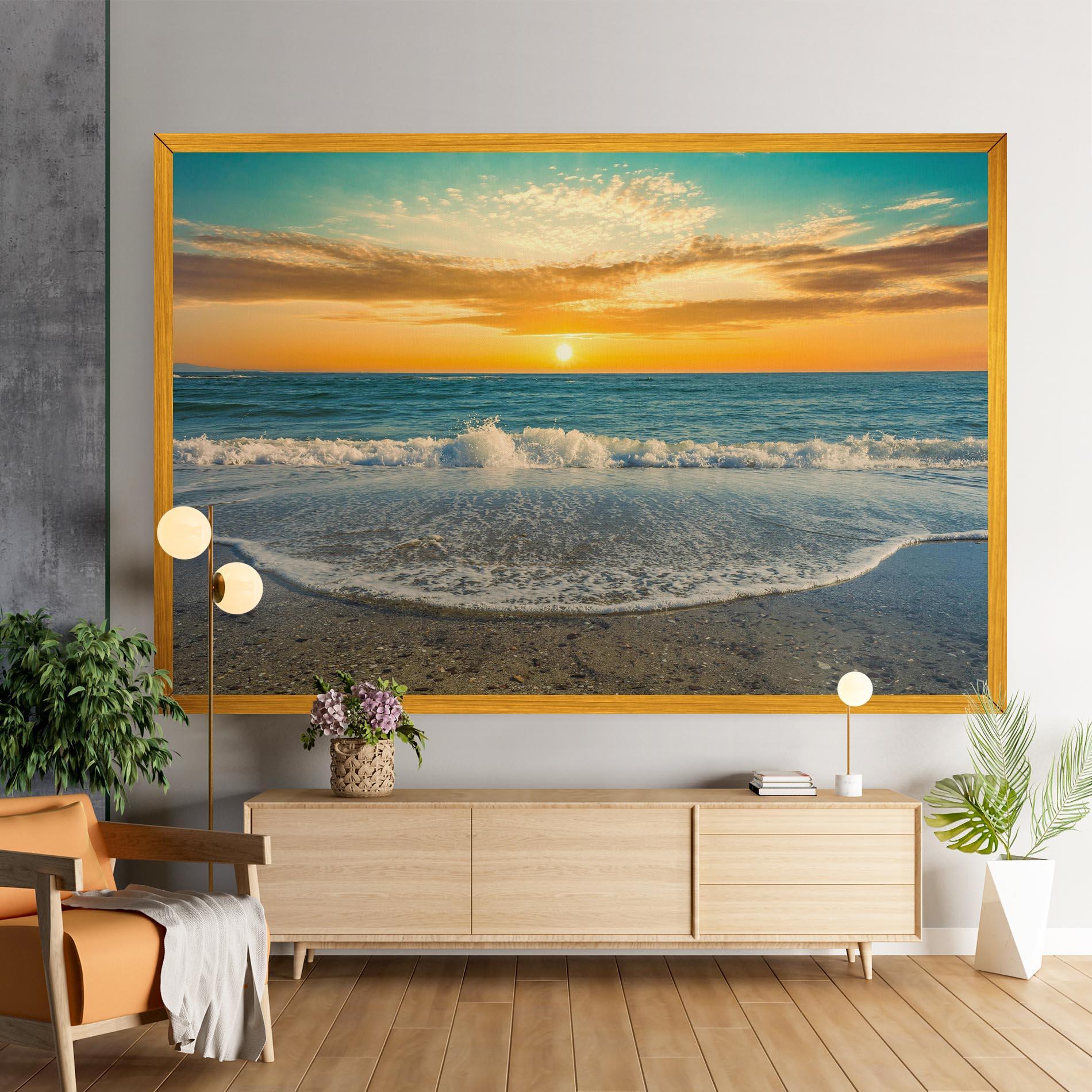 Картина на платно Beach Dramatic Sunset mockup 9