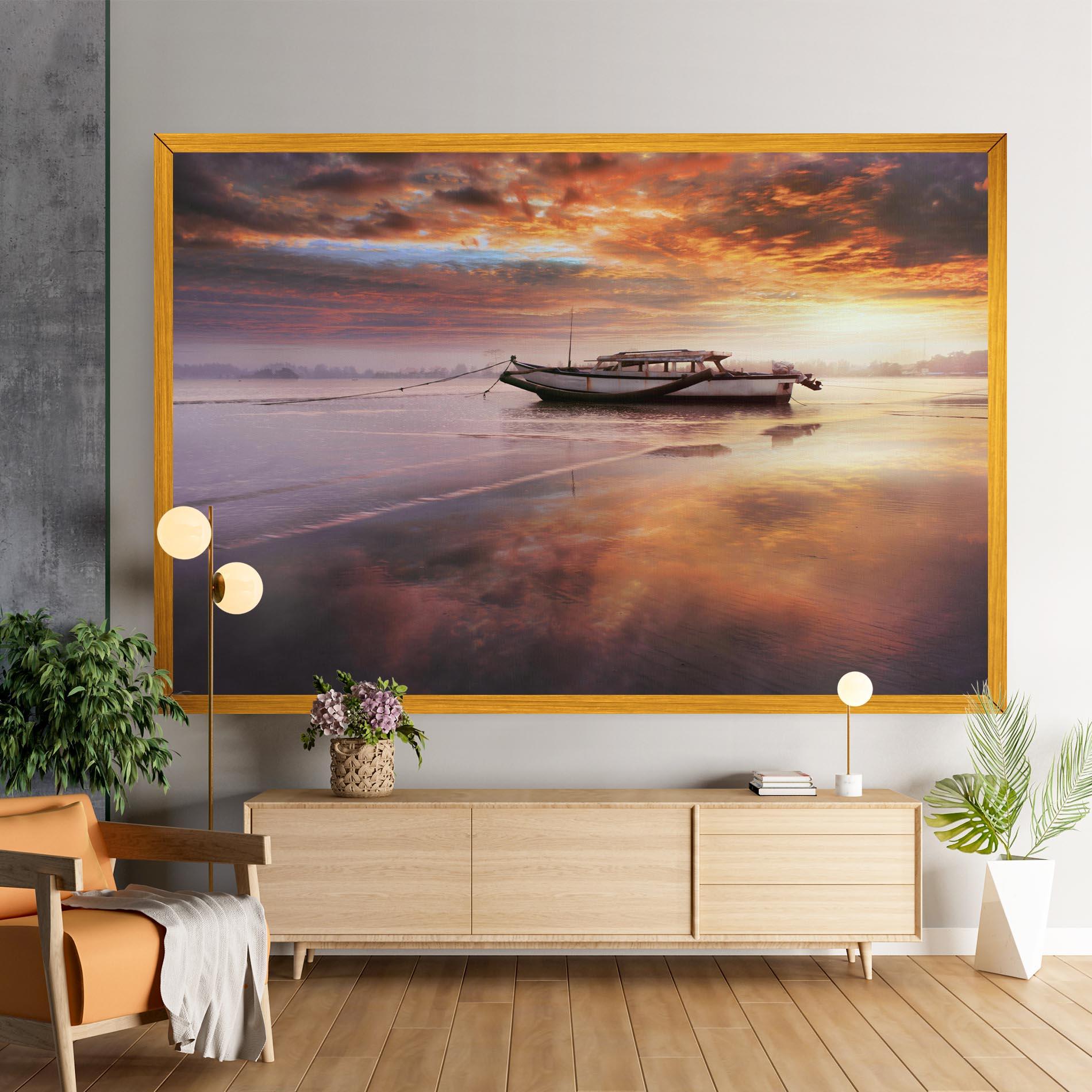 Картина на платно Beauty Boat Sunrise mockup 9