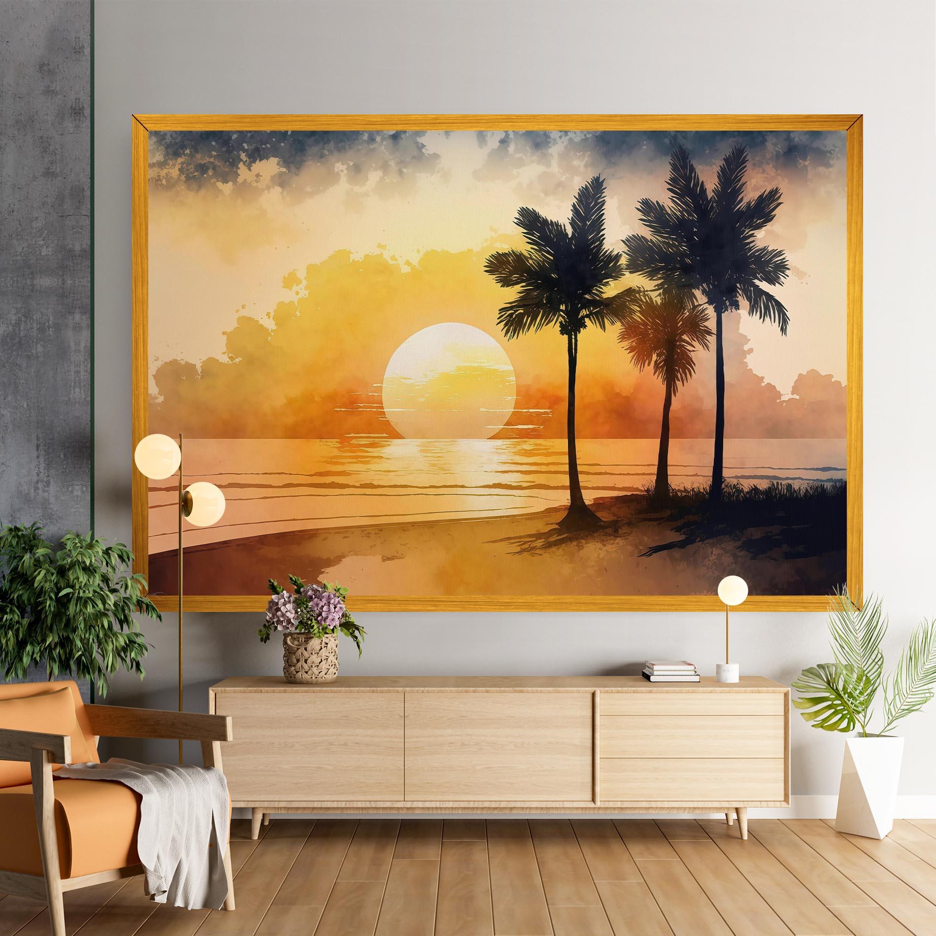 Картина на платно Palm Trees Sunset mockup 9