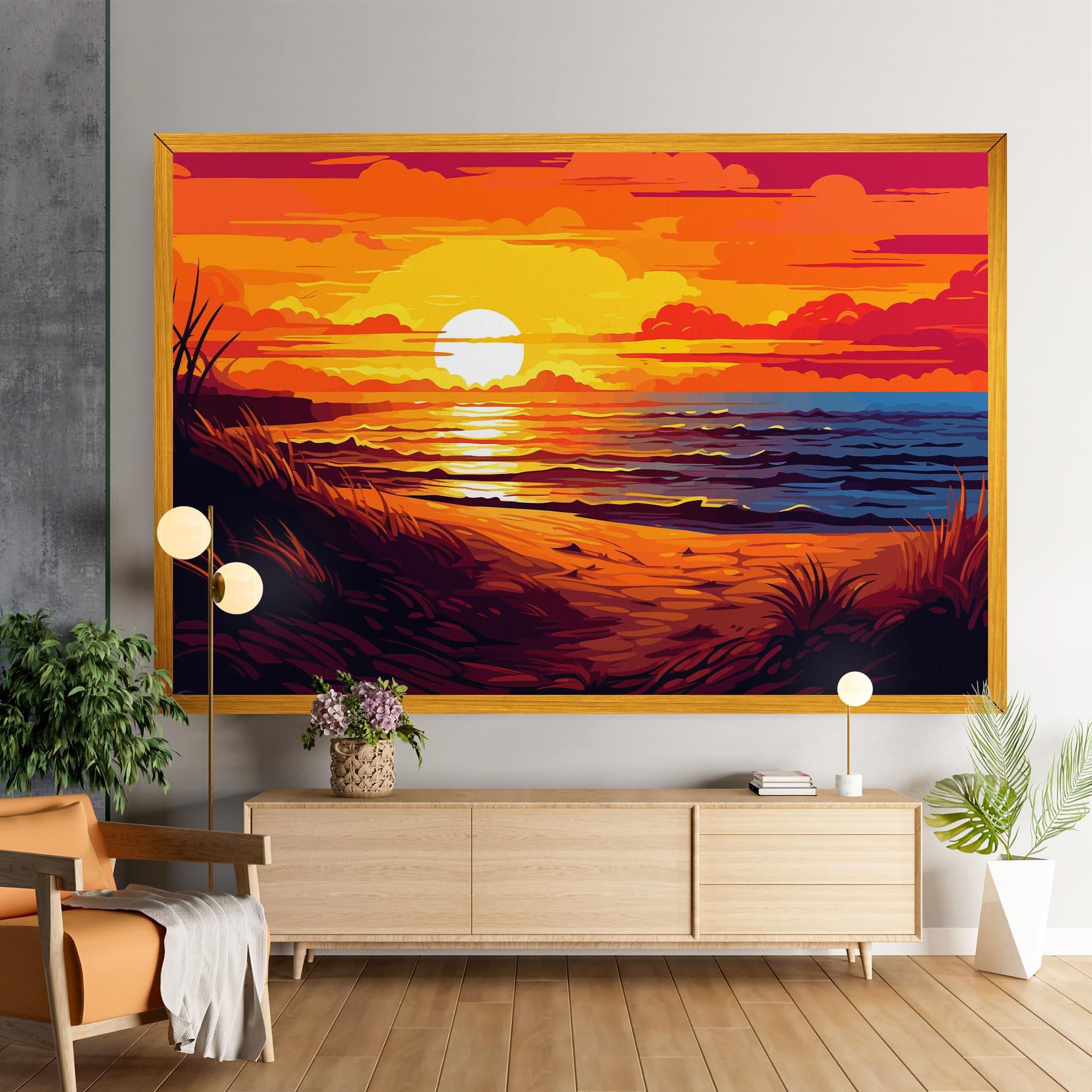 Картина на платно Strong Orange Sunset mockup 9