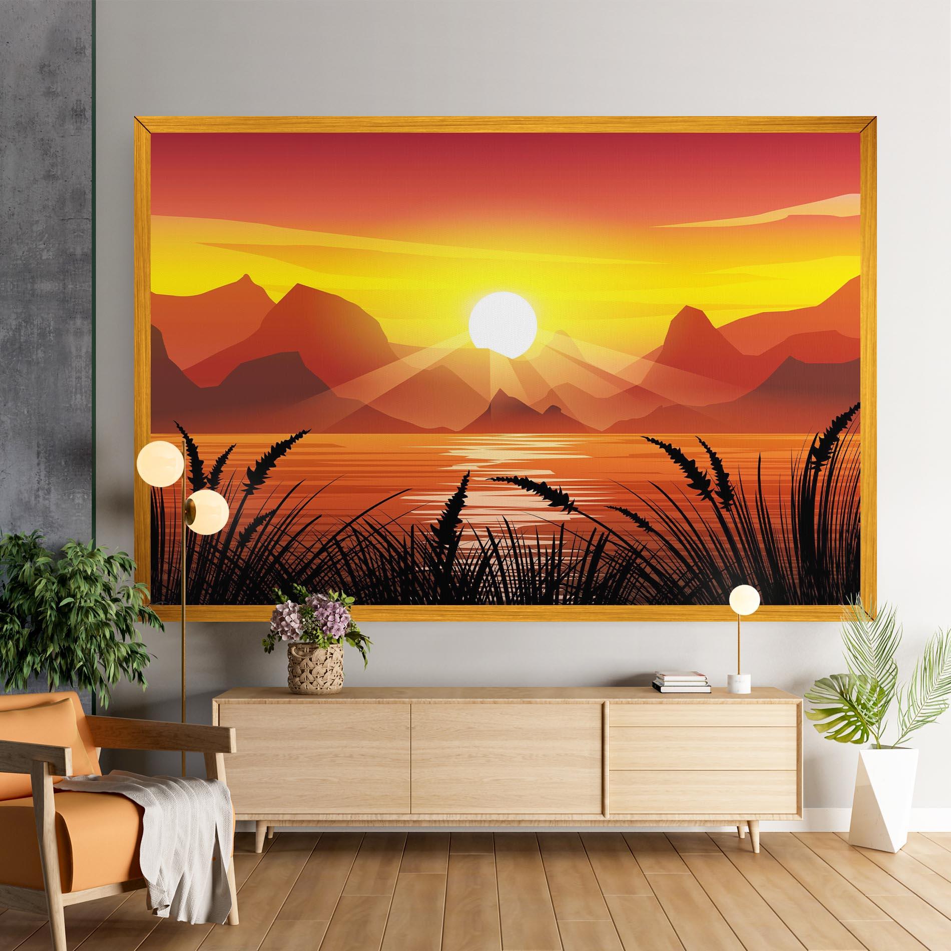 Картина на платно Sunrise Grass Art mockup 9