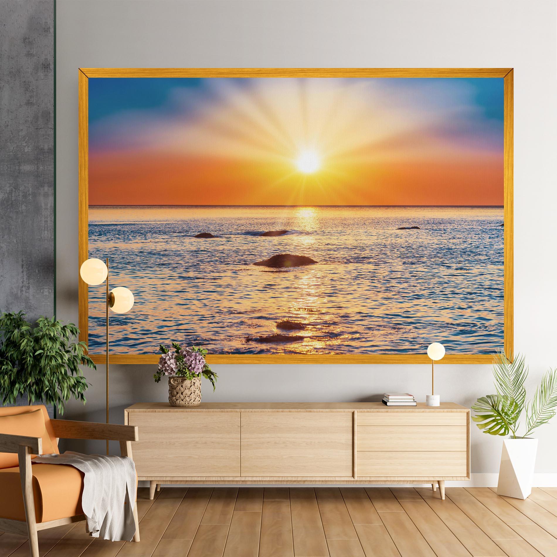 Картина на платно Sunset Beach Rocks mockup 9