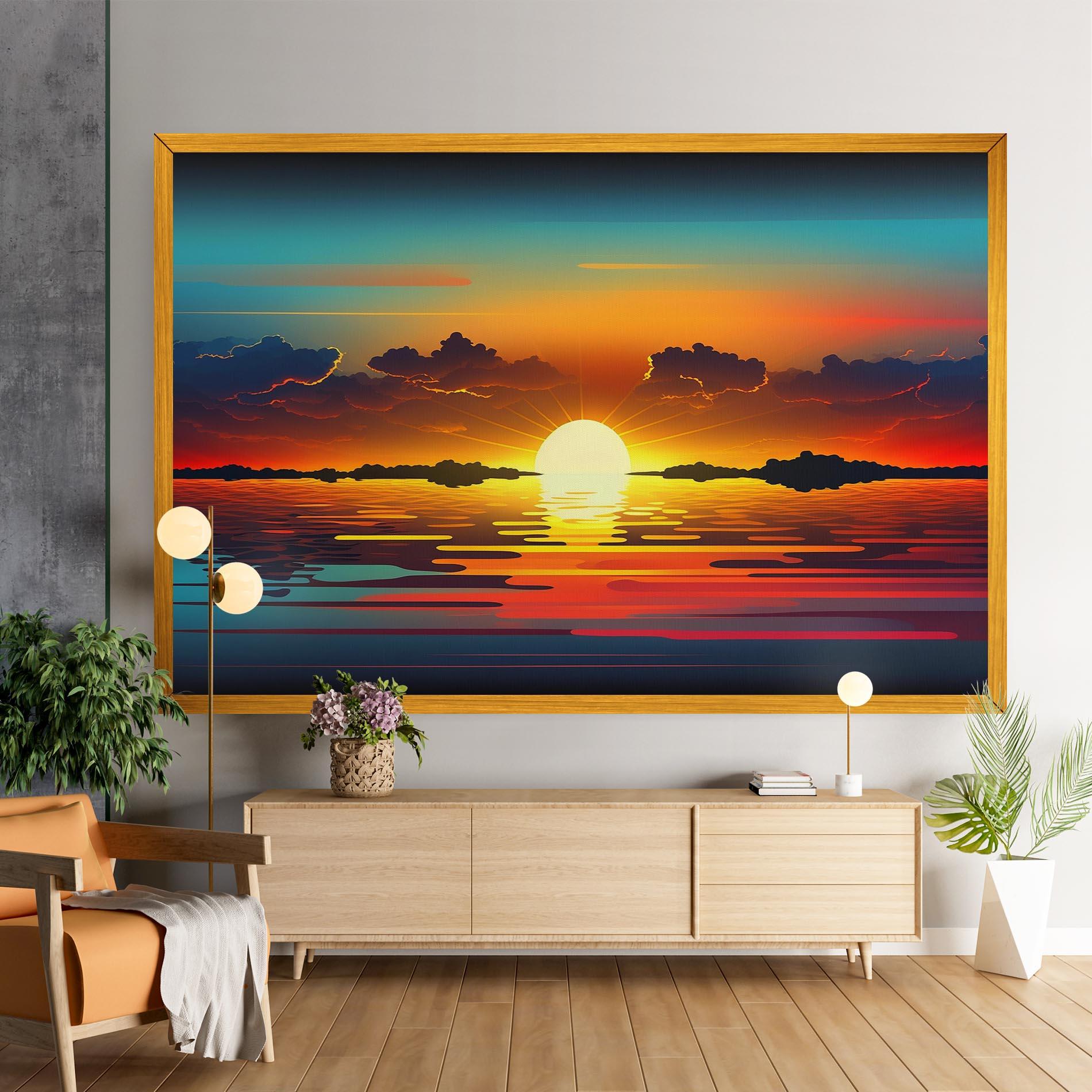 Картина на платно Yellow Sunset Illustration mockup 9