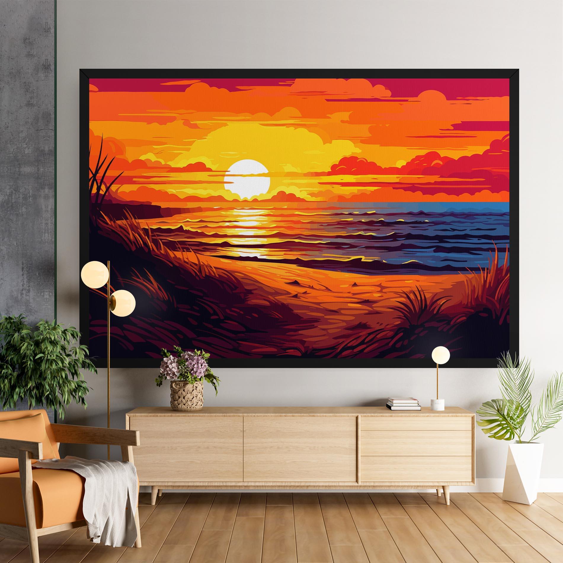 Картина на платно Strong Orange Sunset mockup 9